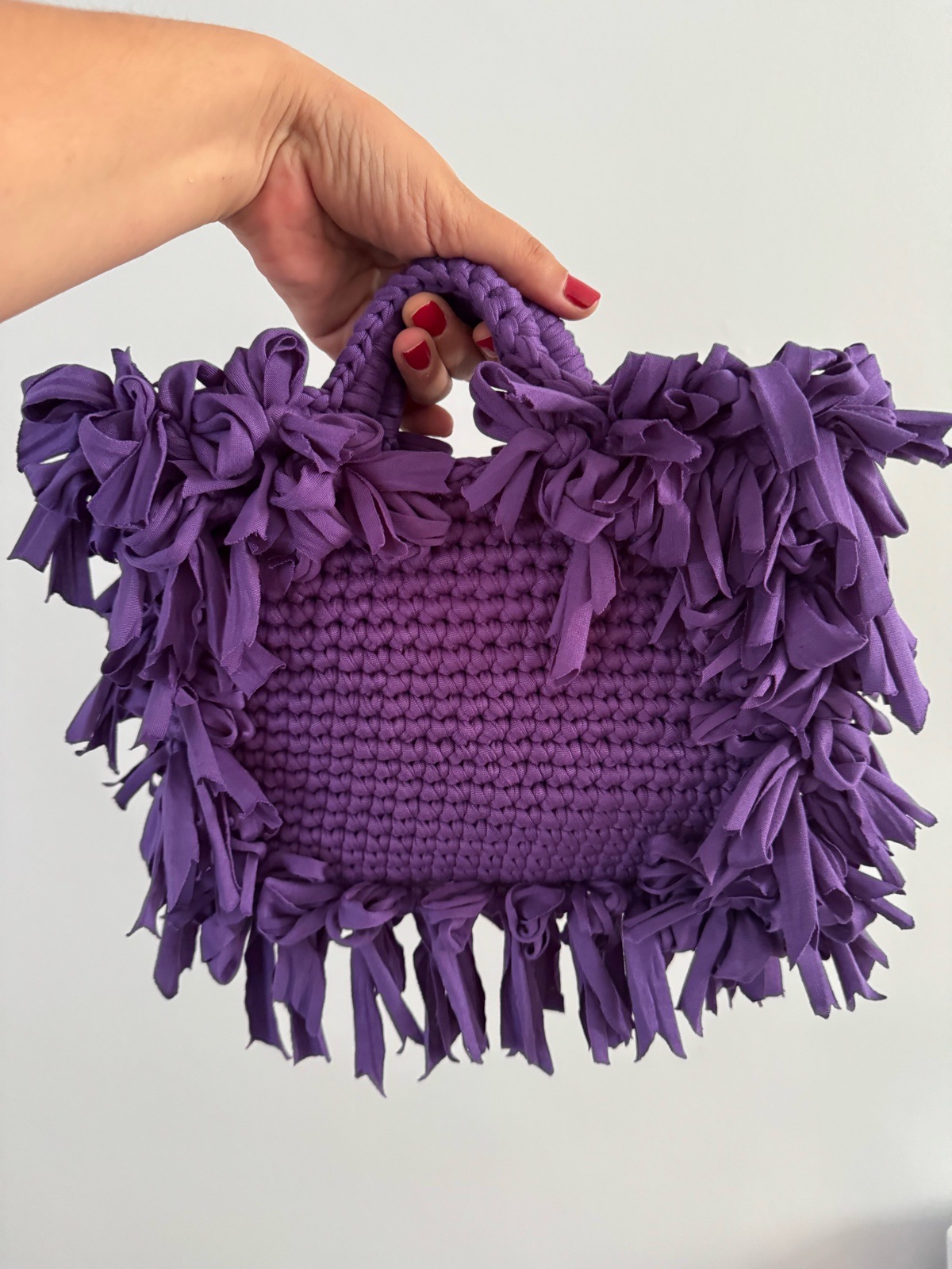 purple boho crochet bag