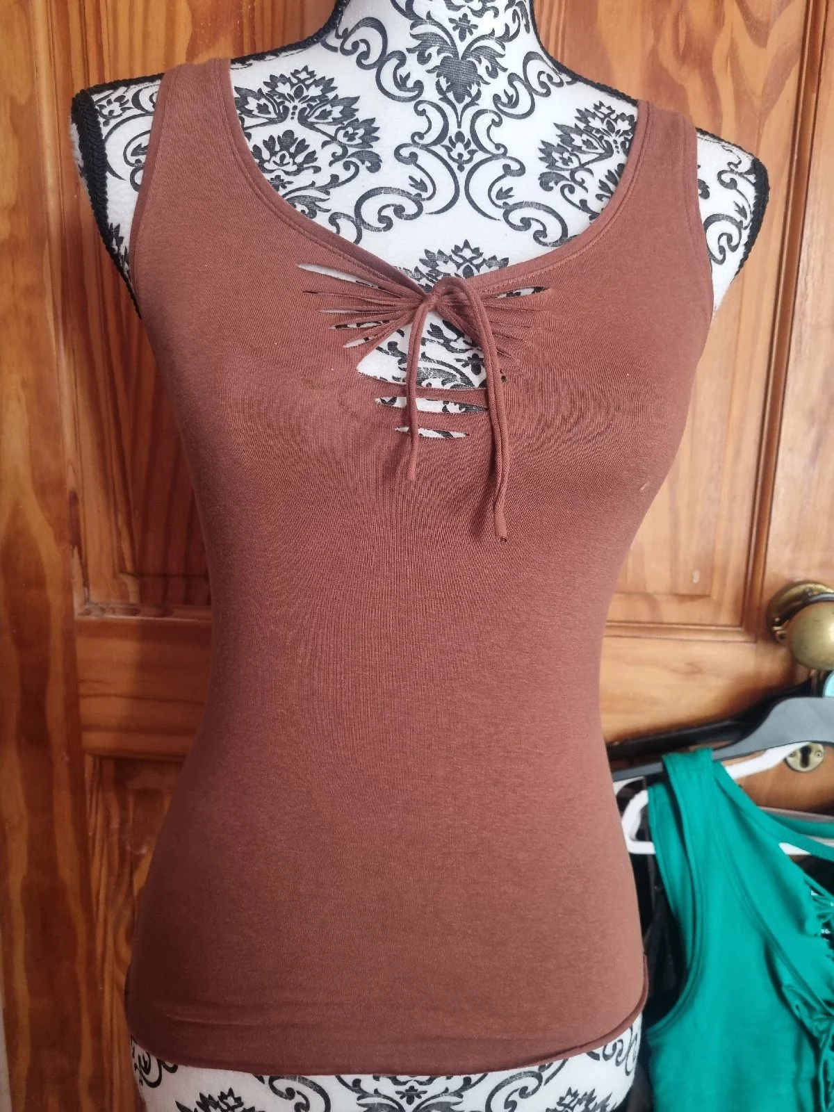 Brown custom cut vest