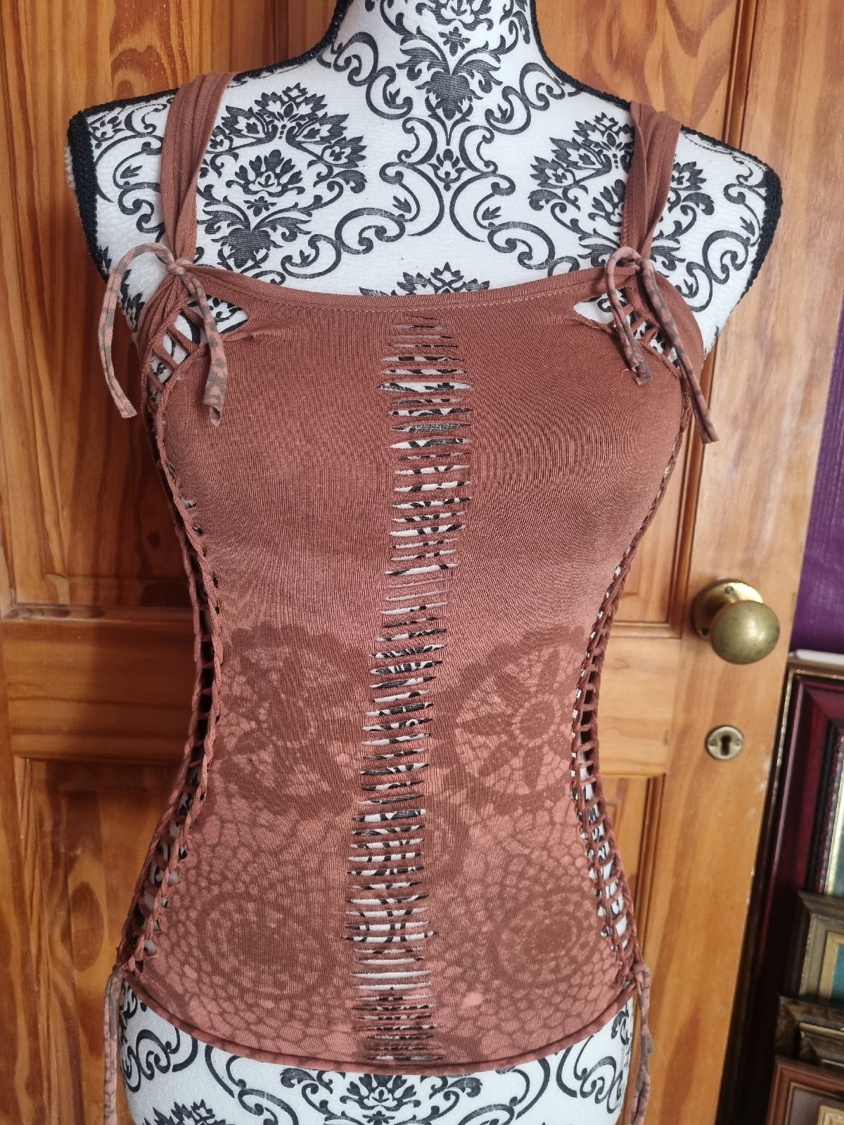 Brown patterned vest