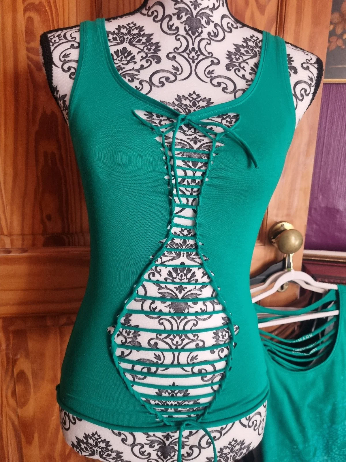 Green sexy vest, handmade
