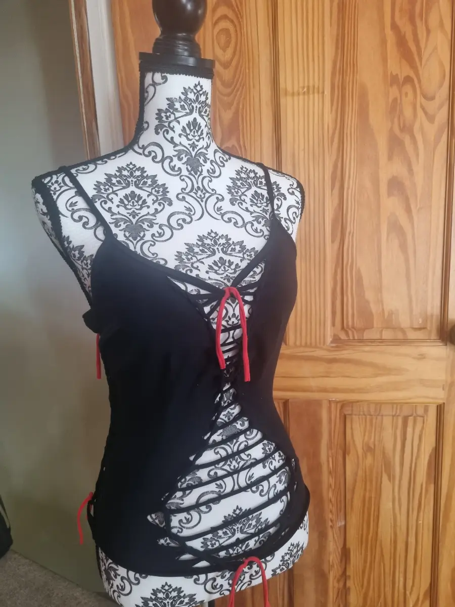 Custom cut black vest, size M