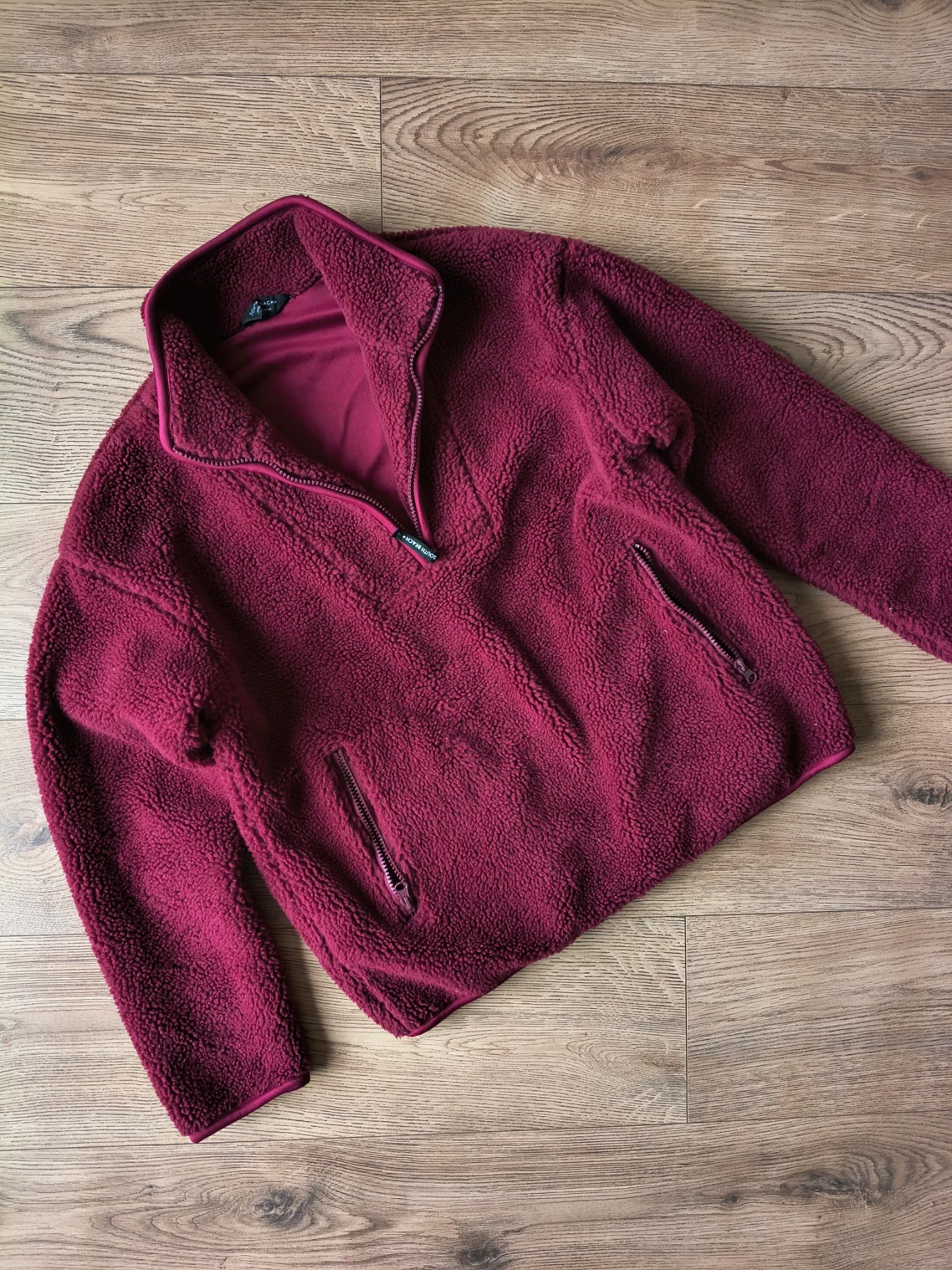 South beach womens Borg burgundy quarter zip fleece jacket size XS