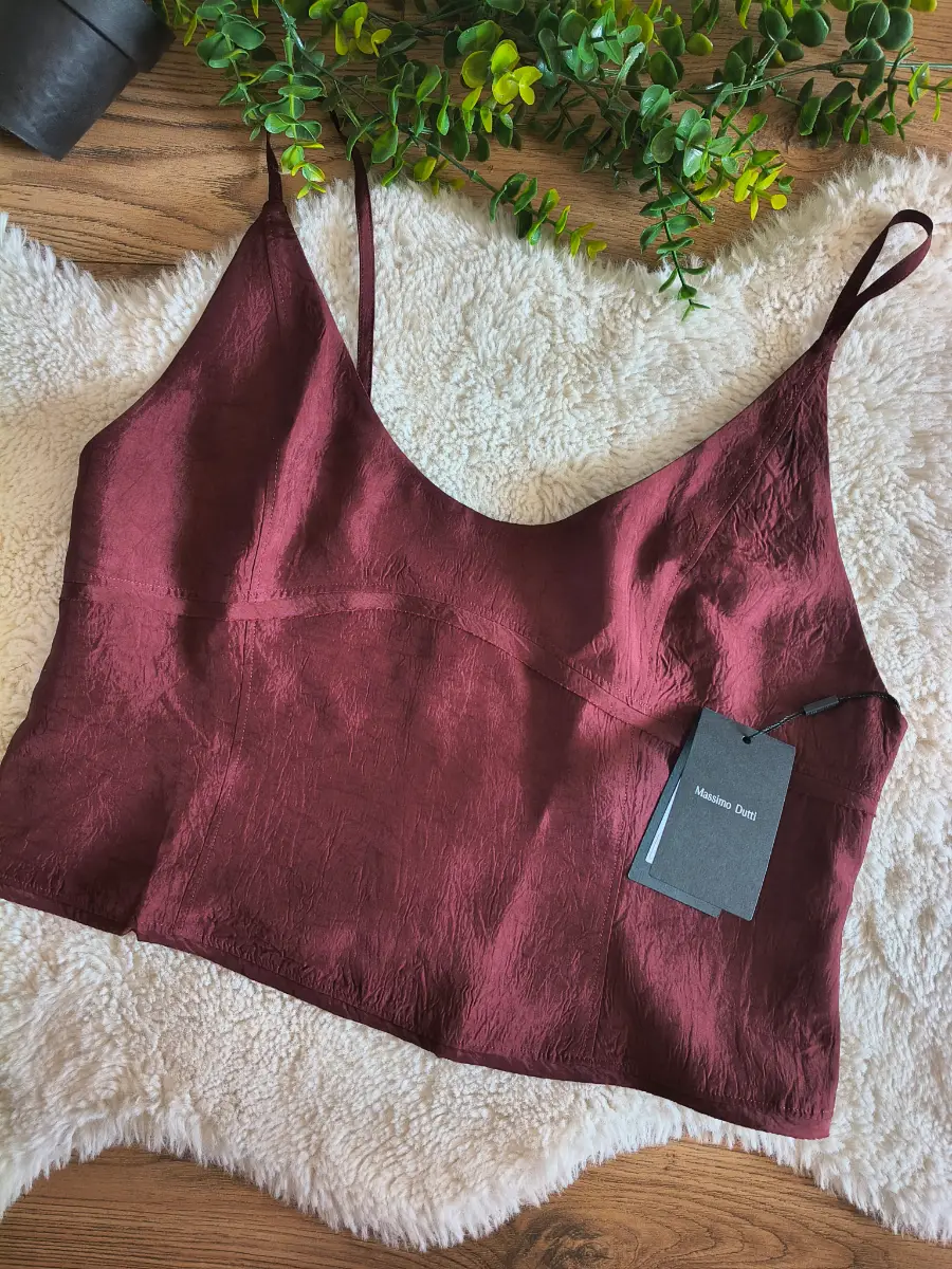 🏵️Massimo dutti womens cami strappy burgundy top