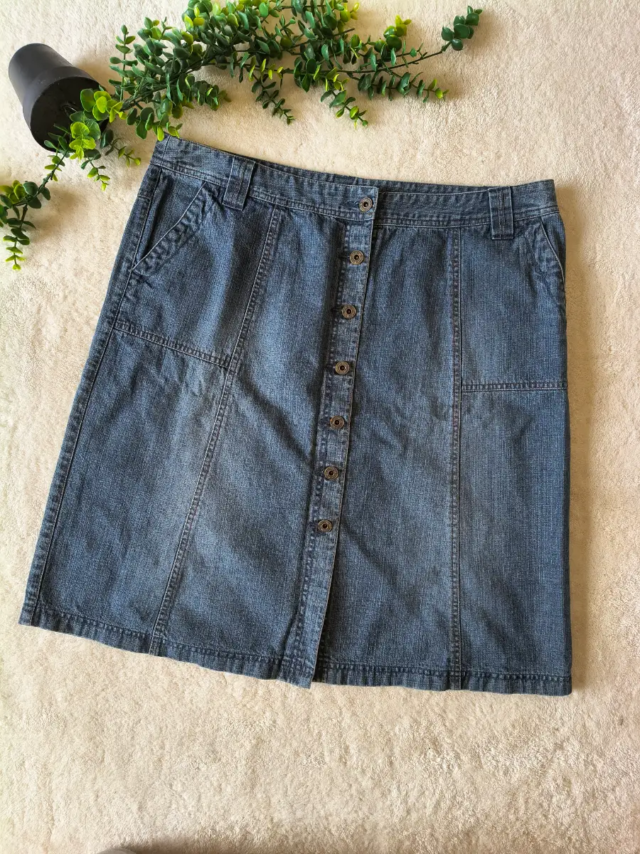 Monsoon A line button front denim skirt size 18