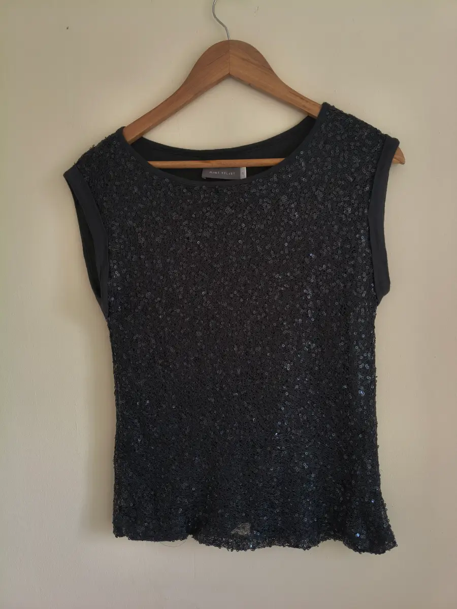 Mint velvet black sequin sleeveless top blouse size XS