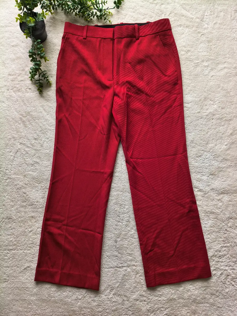 COS wool blend red straight leg trousers size 16