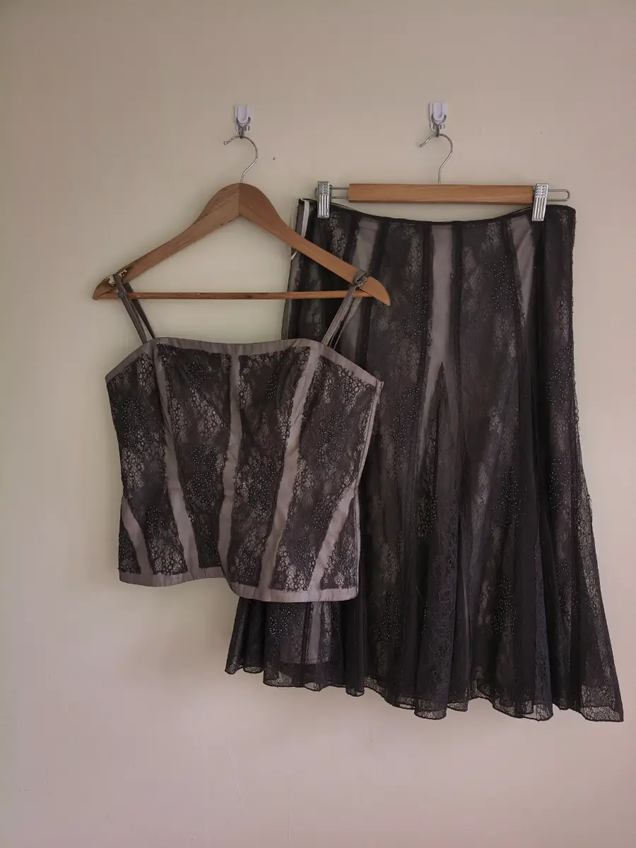 Coast brown lace overlay co ord set size 12