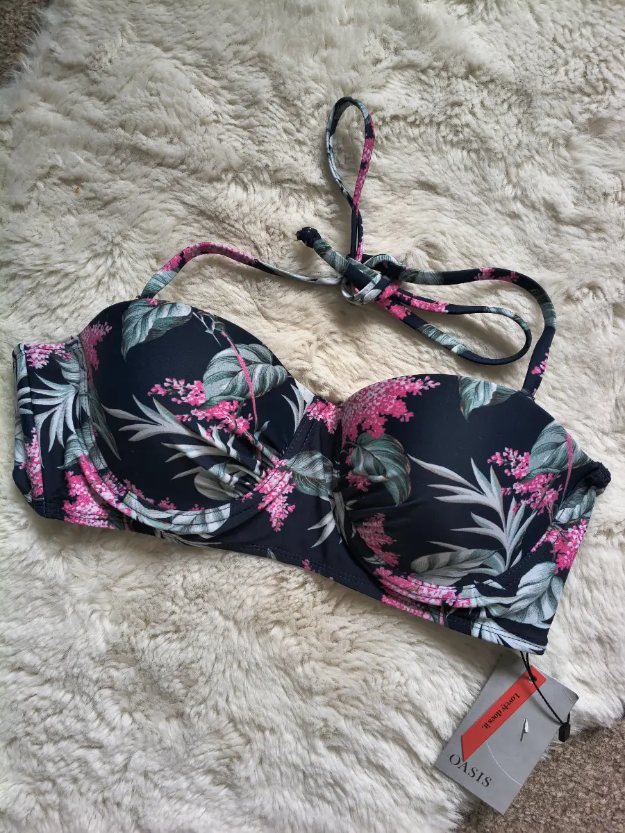 Oasis floral underwired sweetheart/bandeau bikini top