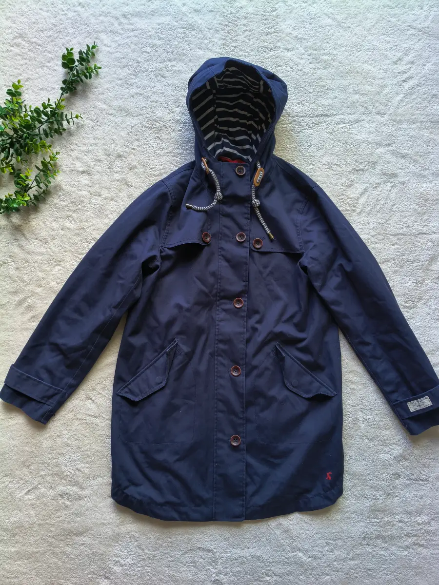 Joules coast lined navy blue wallrain coat size 10