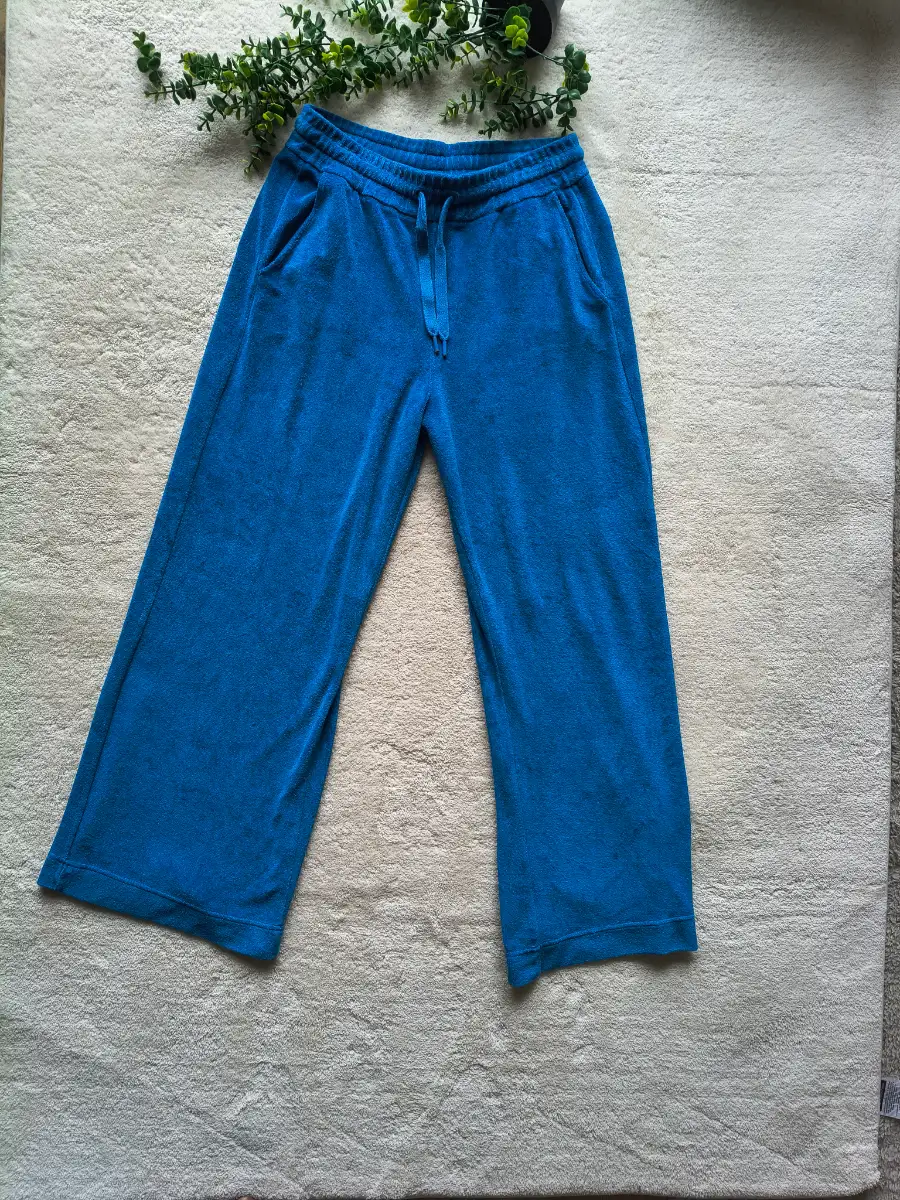 💙ME+EM womens blue toweling wide leg trousers pants size 14