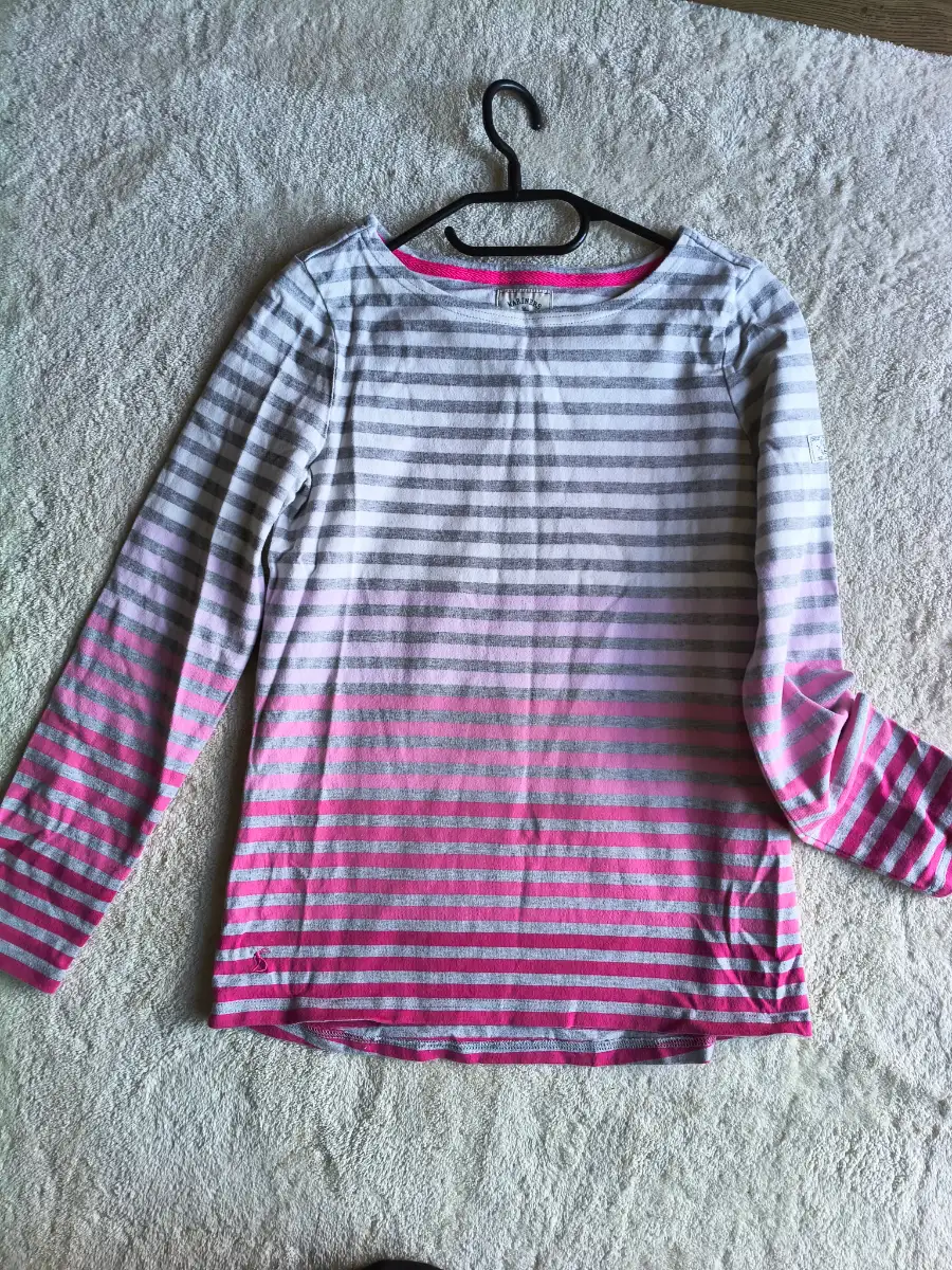 Joules ladies pink striped boat neck long sleeve top size 10
