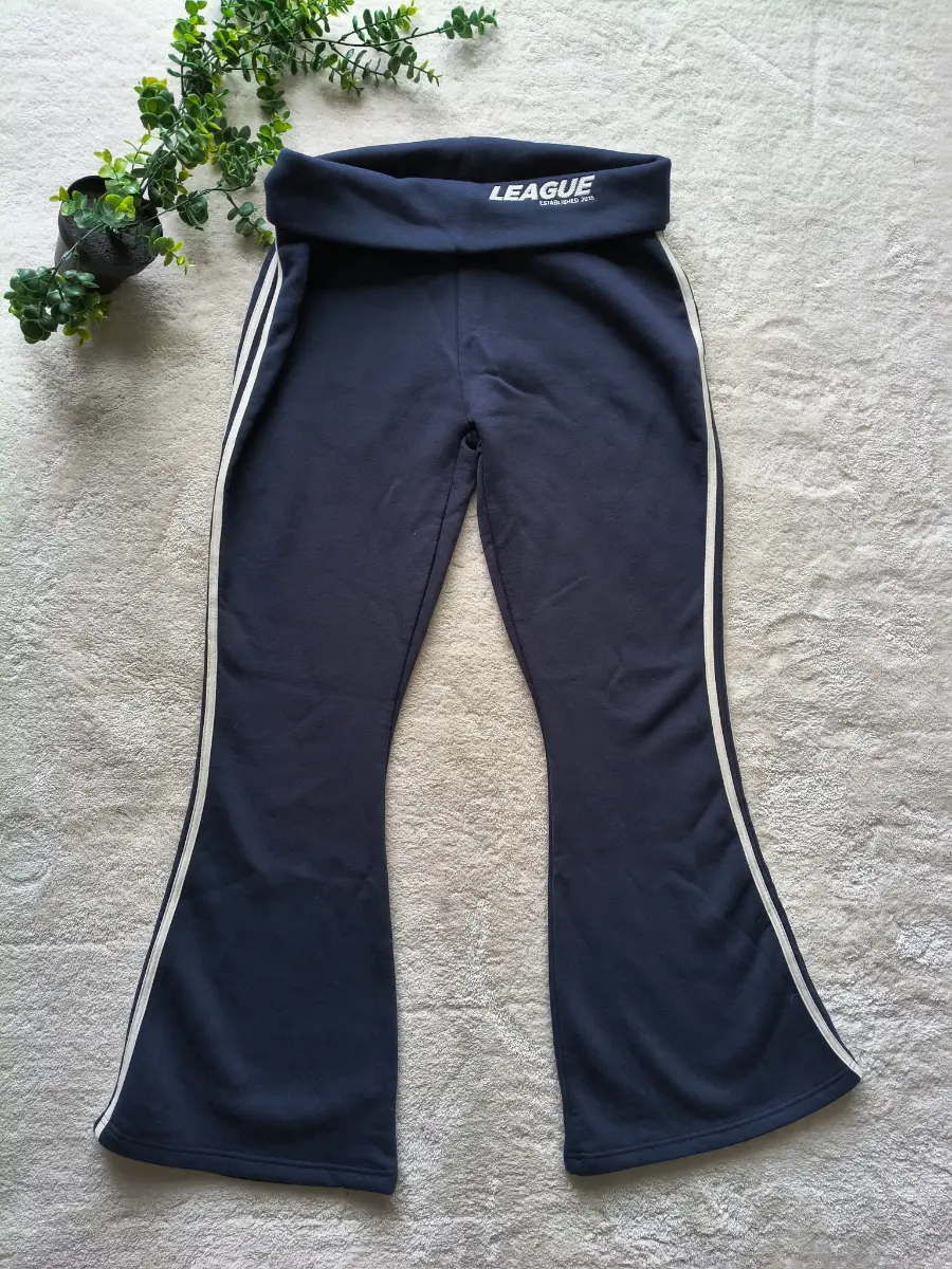 Ego low rise fold over waistband navy blue flared joggers size 6