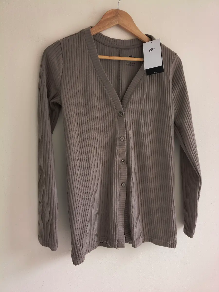 Nike womens long sleeve ribbed knit cardigan brown slim fit  size S