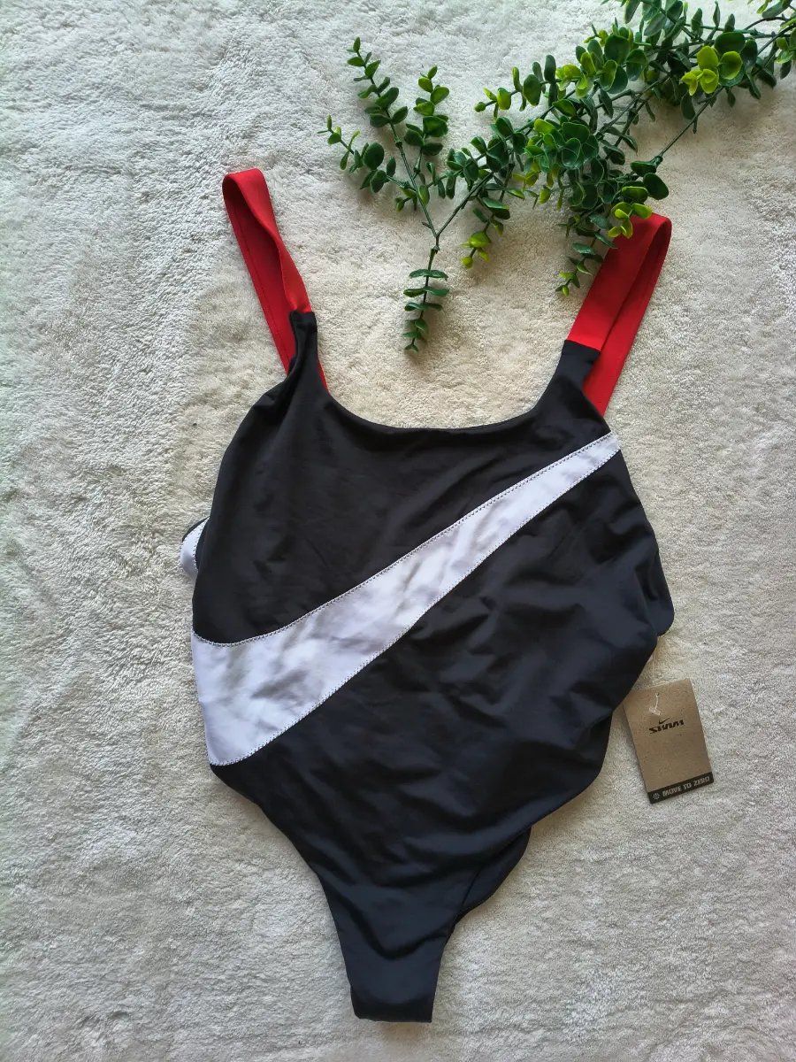 Nike  icon swoosh  block scoop neck one piece swimsuit size L