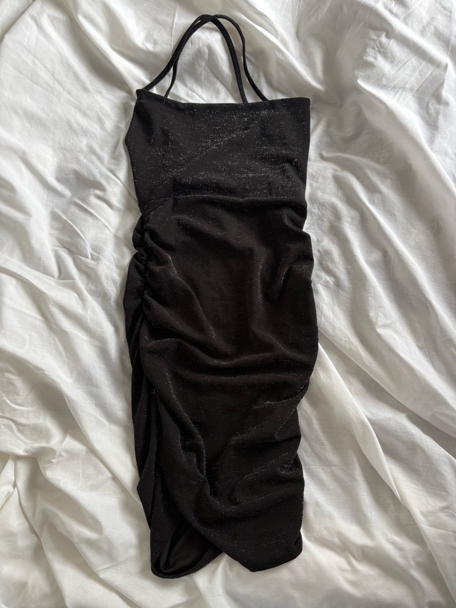 Black glitter mini dress