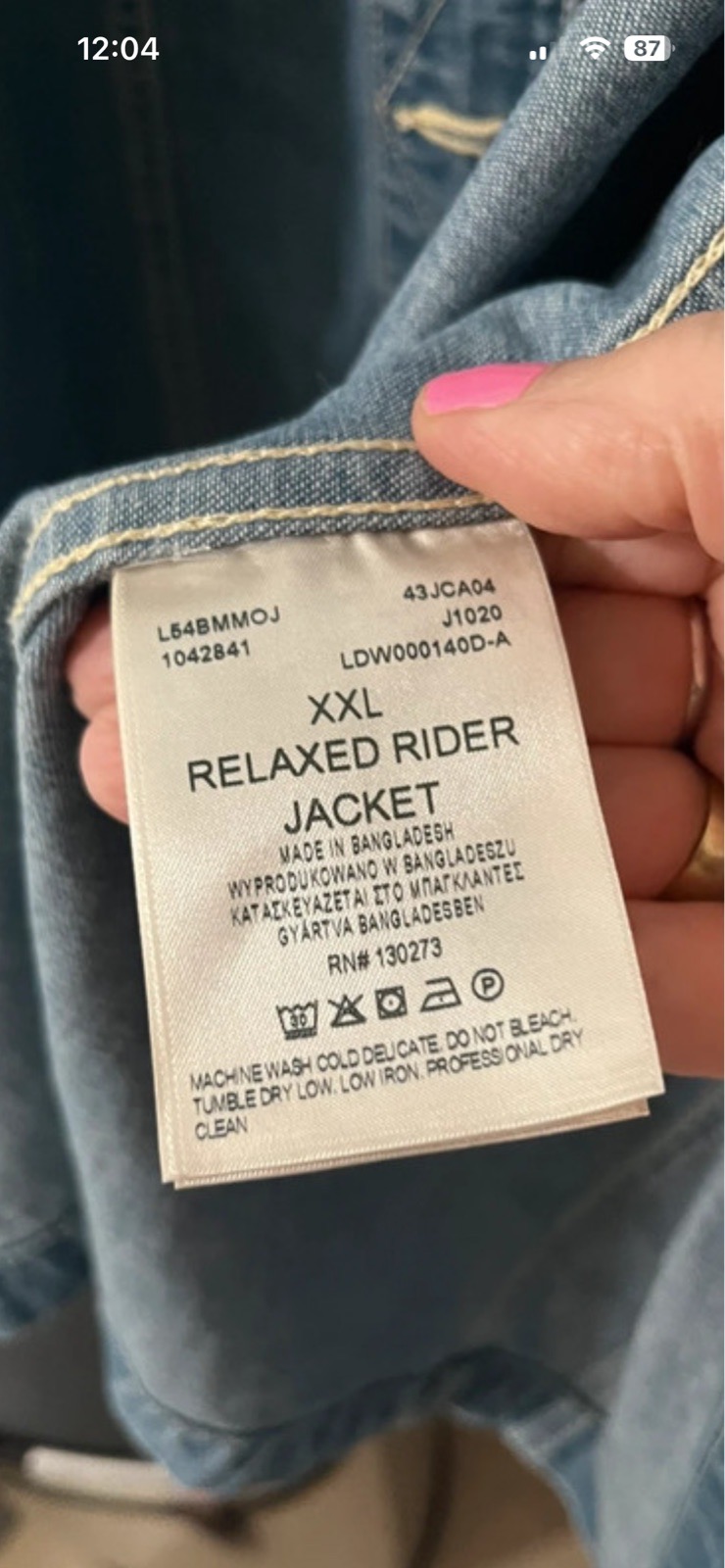 Lee Relaxed Rider Long Denim Jacket Coat XXL Blue 100% Cotton