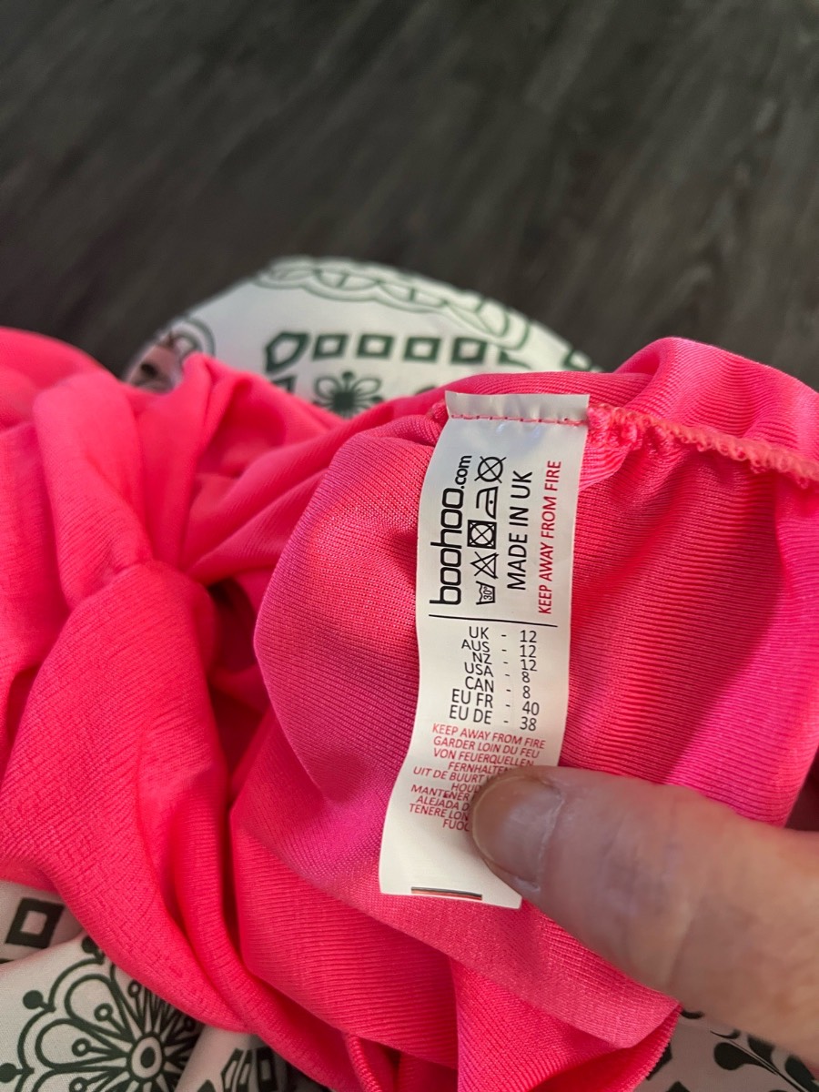 Boohoo neon pink rushed one shoulder top uk 12 bnwt