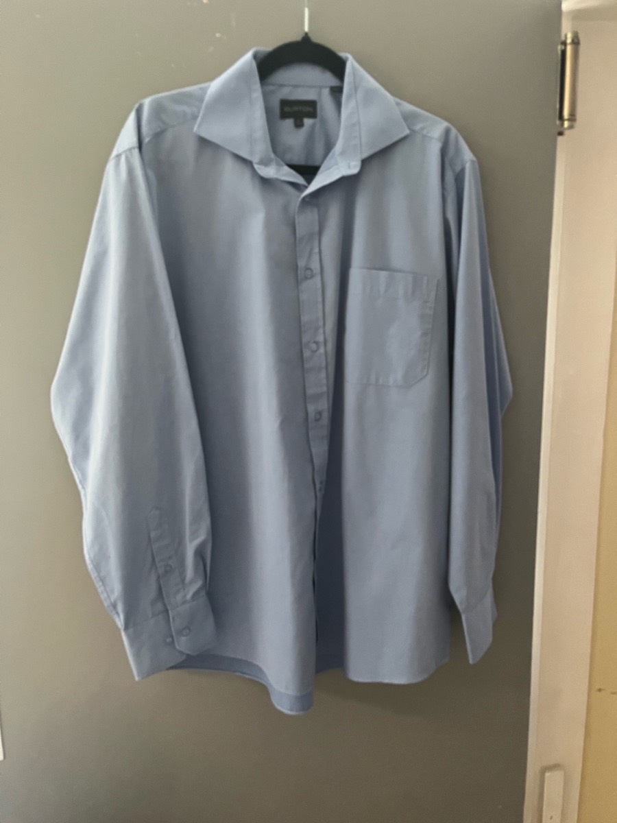 Burton Men’s Light Blue Formal Shirt XL 16” Collar 41cm Long Sleeve