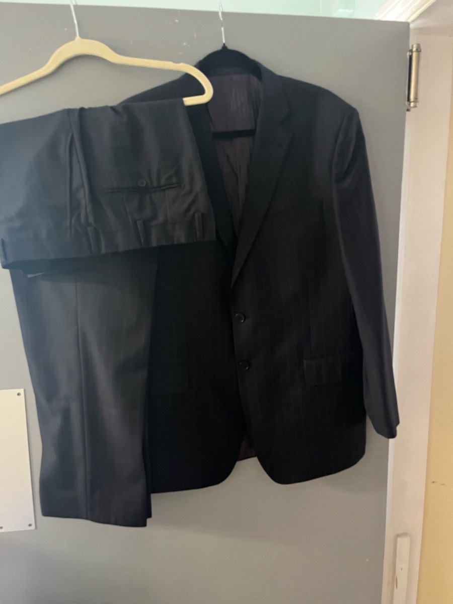 Savoy Taylors Guild Men’s Black Pinstripe 2 Piece Suit Jacket & Trousers 37W 30L