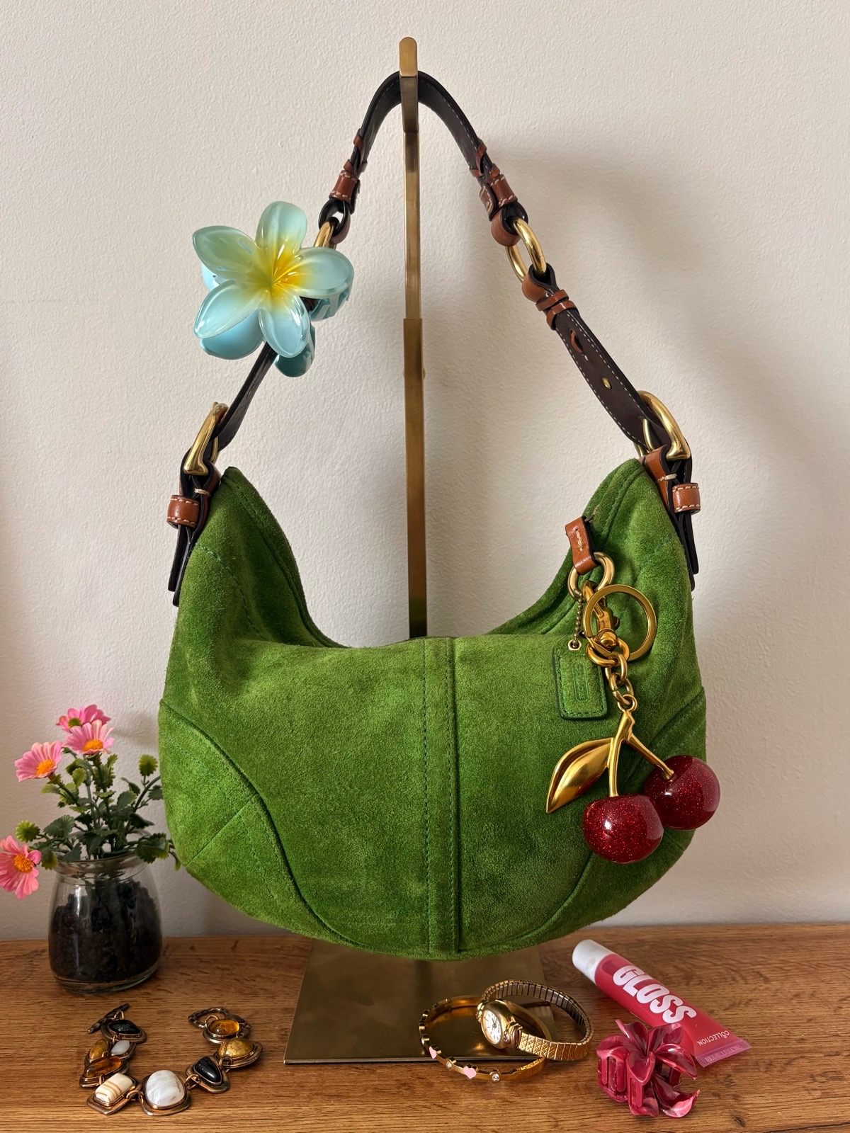 Coach rare vintage green suede soho hobo shoulder bag