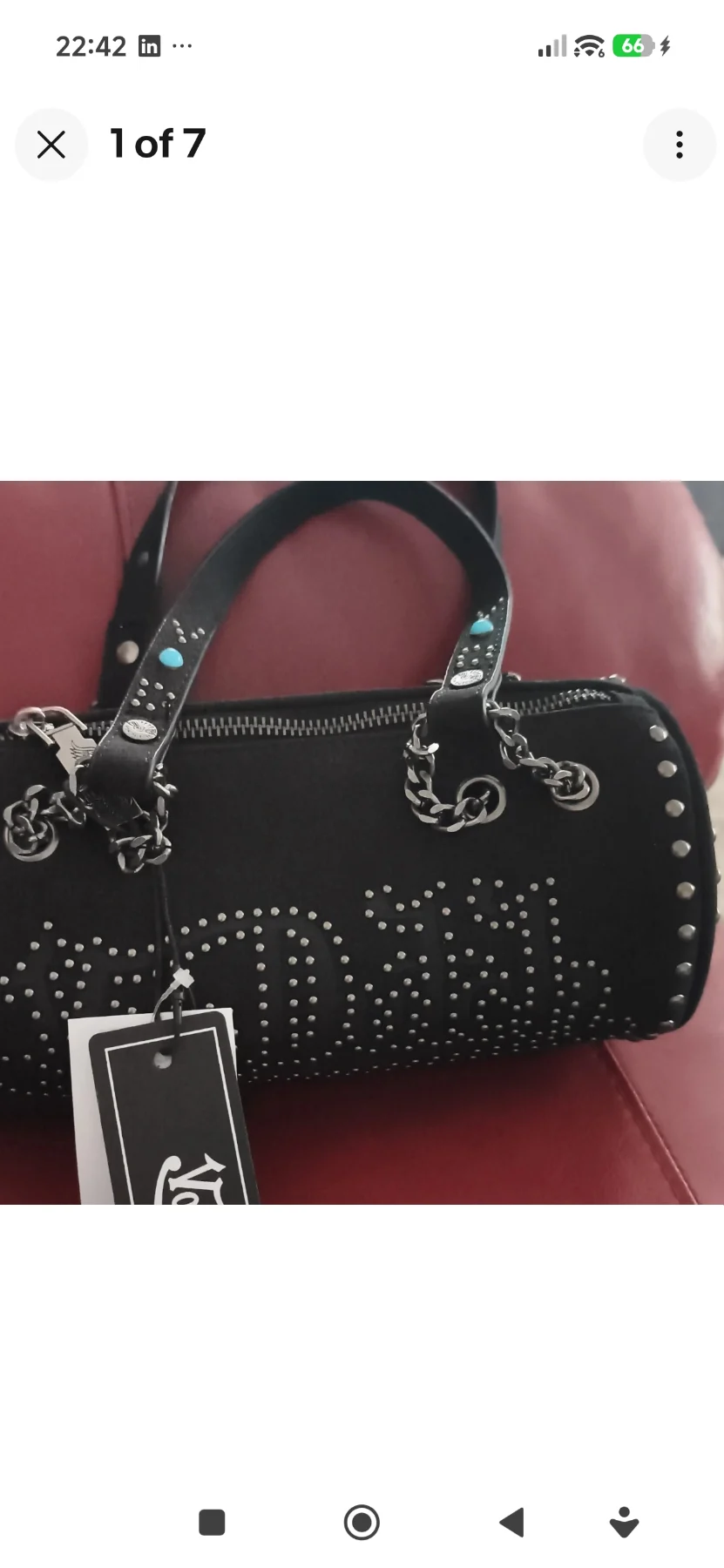 Von Dutch barrel bag black and studded