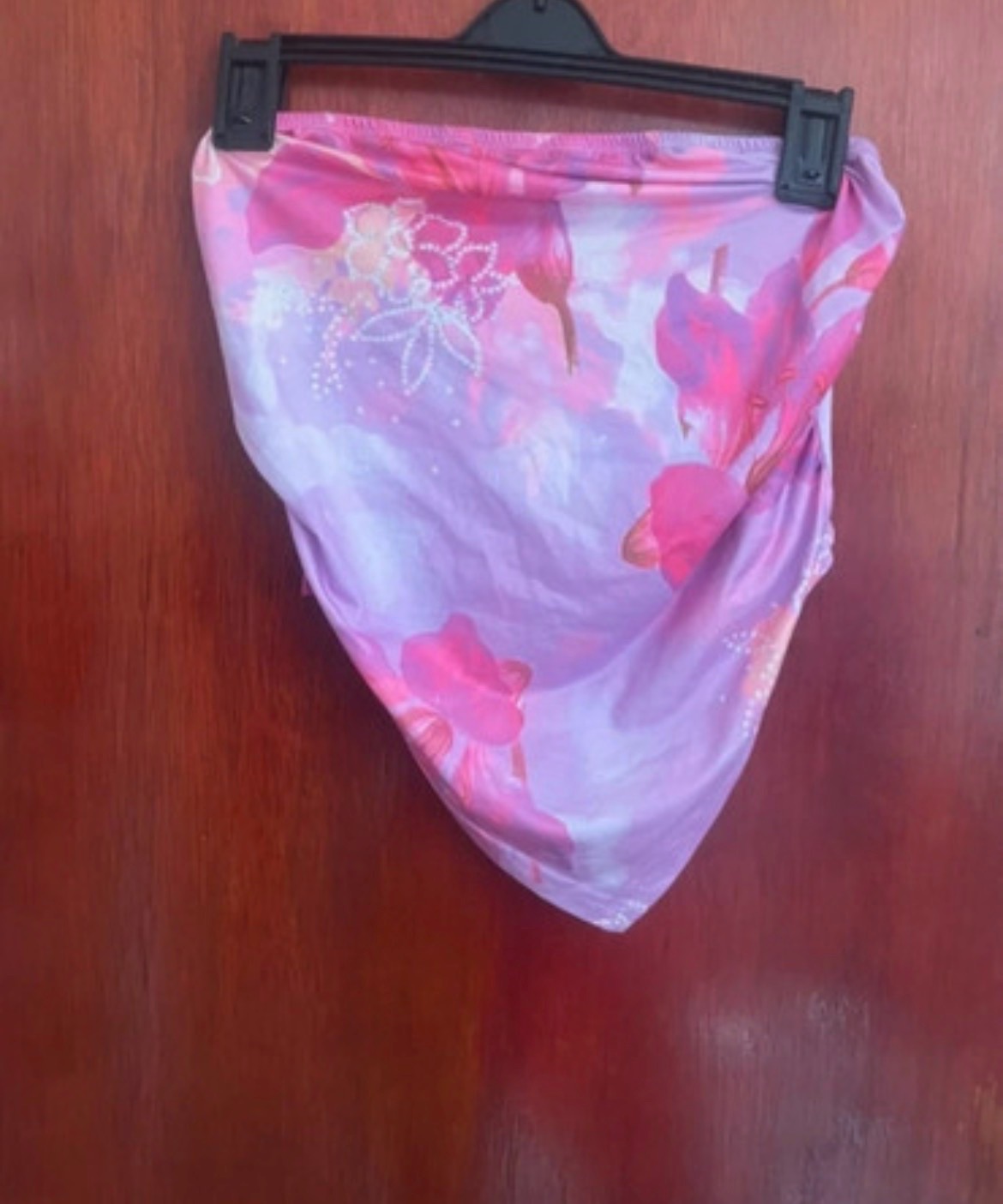 SHEIN Pink Floral Rhinestone Bandana Scarf Top - Boob Tube Size M (Brand New)