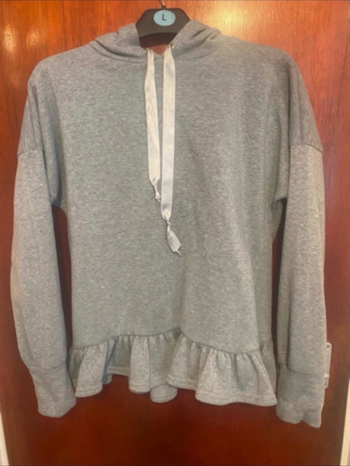 Stylewise Grey Frill Hem Hoodie - Size S (NWOT)