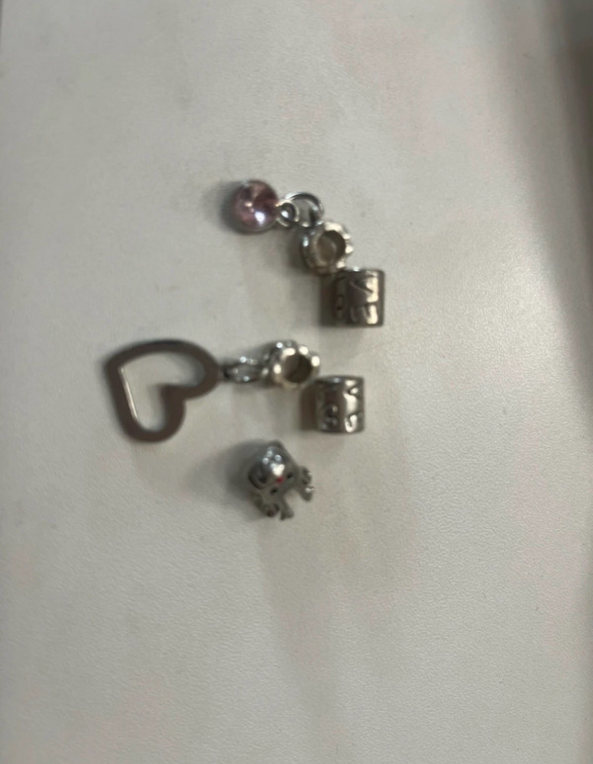 Bundle of 5 Silver-Tone European-Style Charms / Dangles (Unbranded / Job Lot)