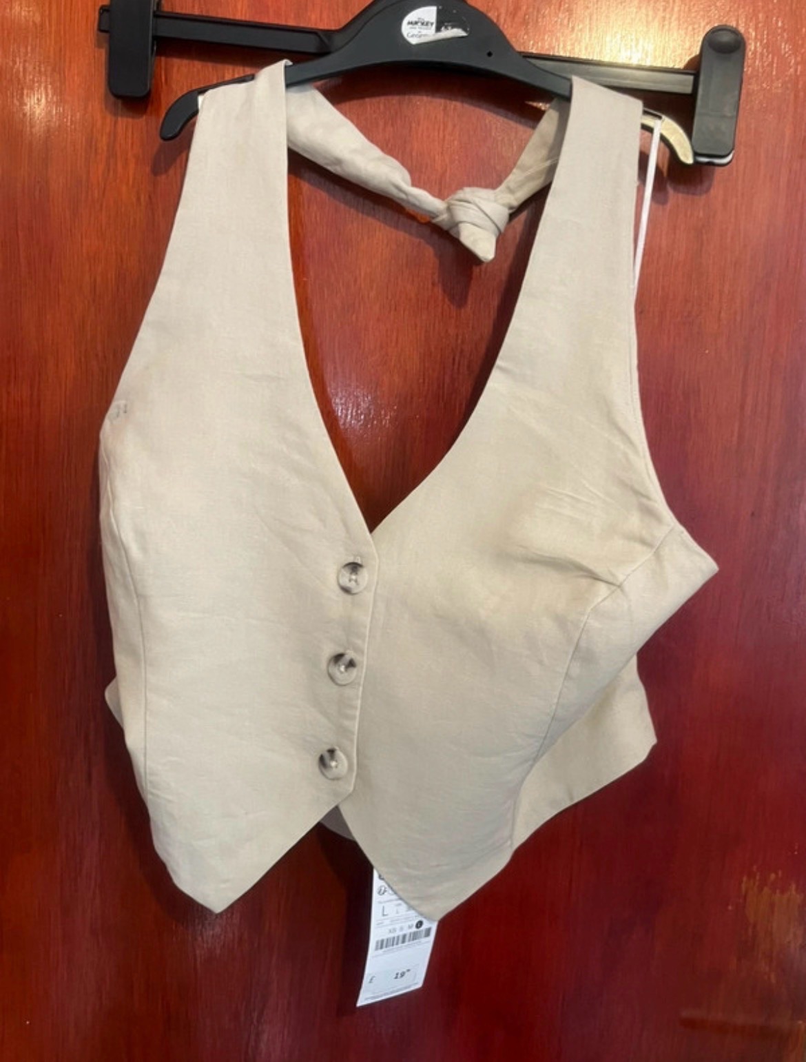 Stradivarius Linen Blend HalterNeck Waistcoat Vest- Size L - BNWT