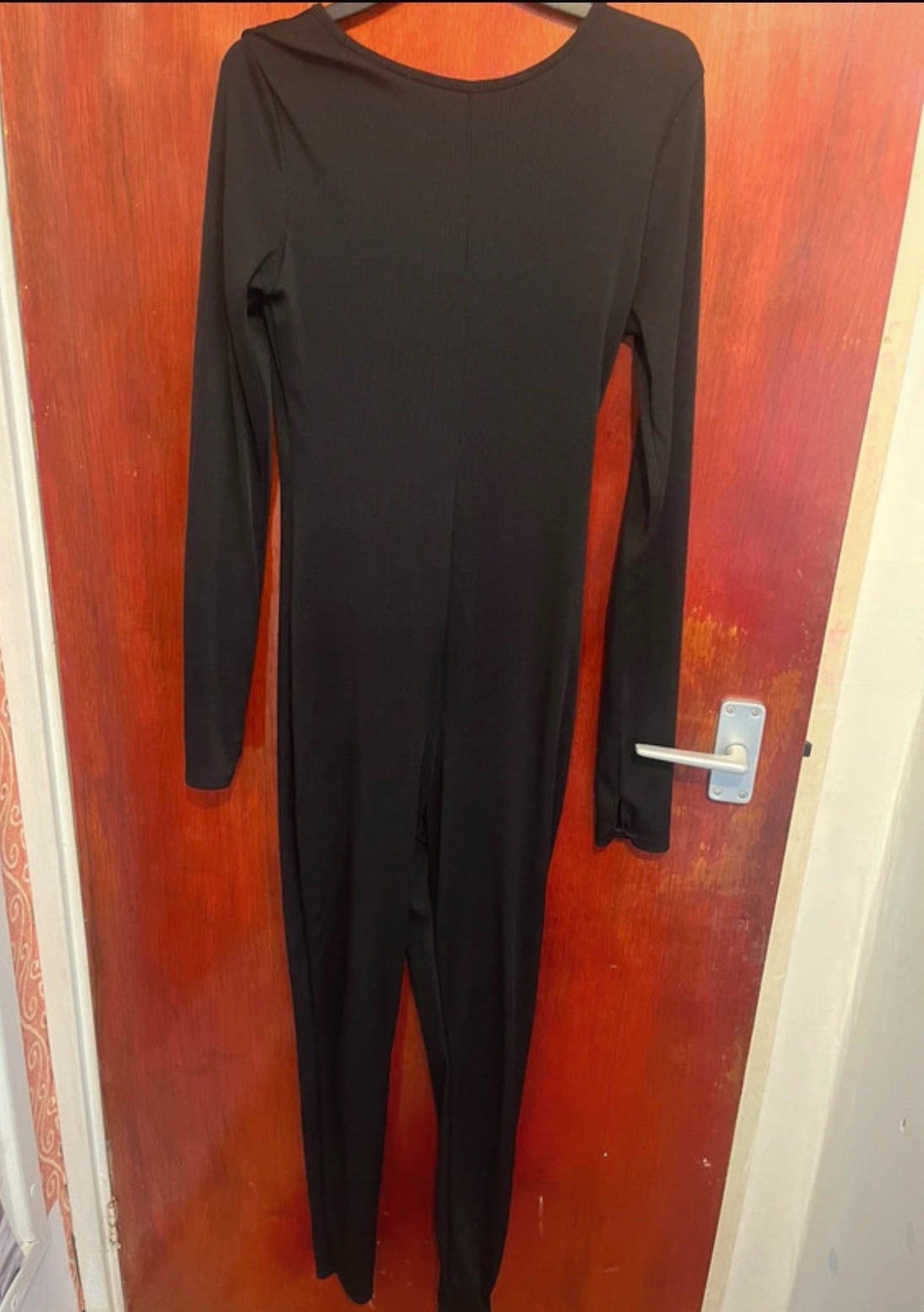 PrettyLittleThing Black Long Sleeve Unitard Jumpsuit / Catsuit - Size 8 (Never Worn)