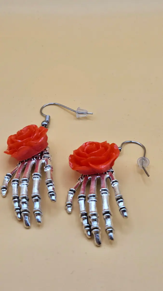 Gothic alternative skeleton hand earrings