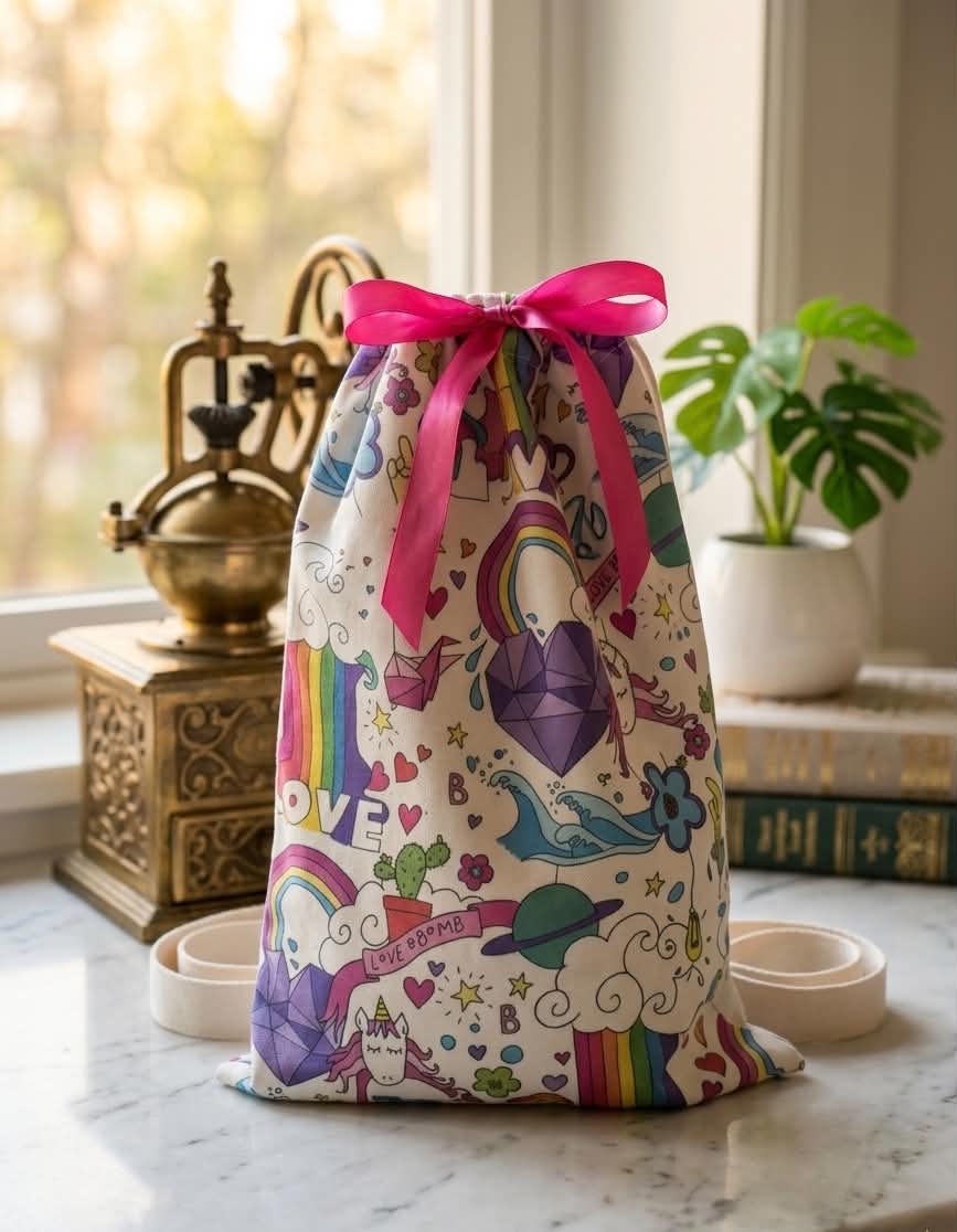 Unicorn gift bag/sack/backpack 100%cotton