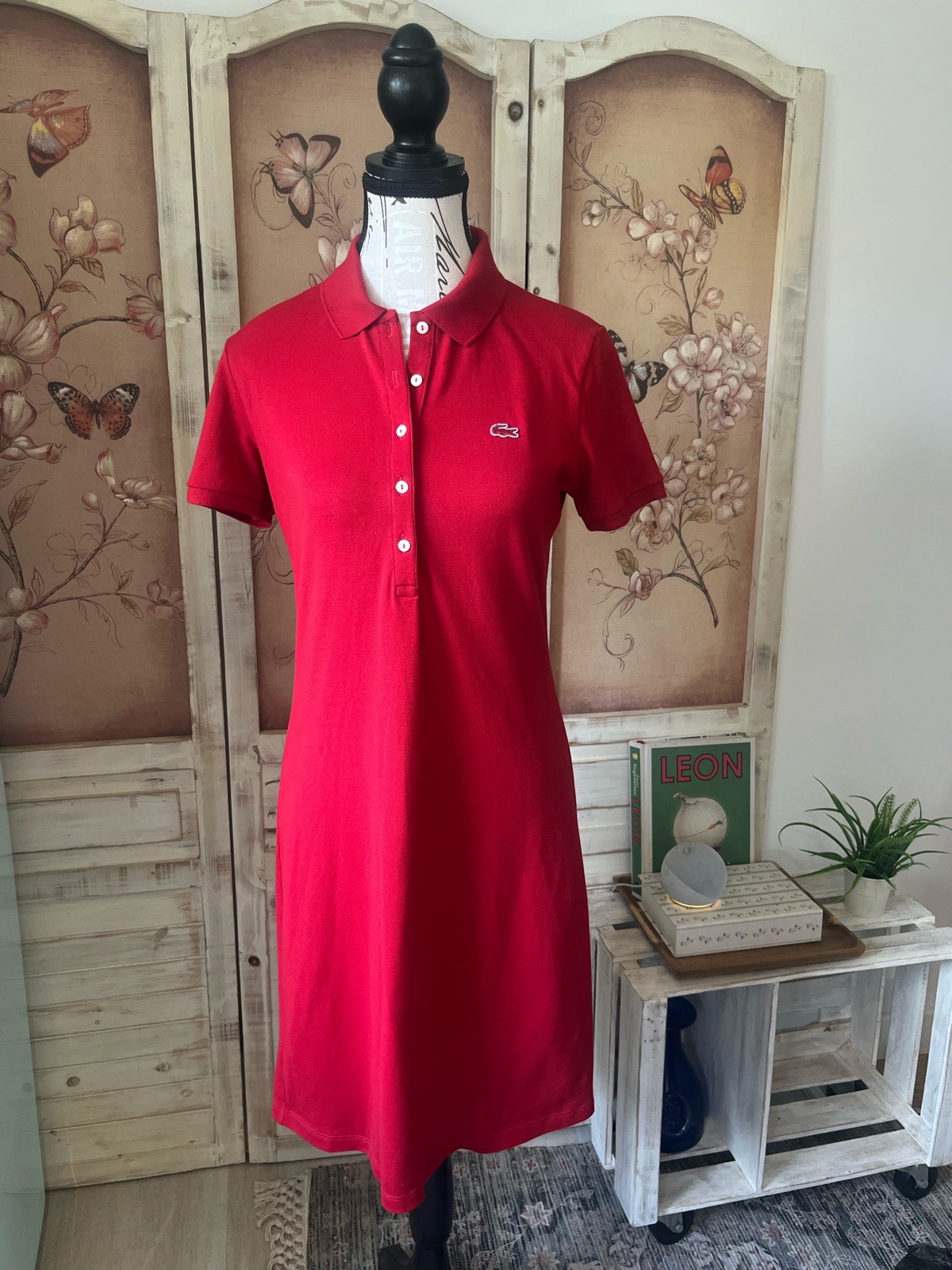 Lacoste Women’s Red Polo Mini Dress Slim Fit