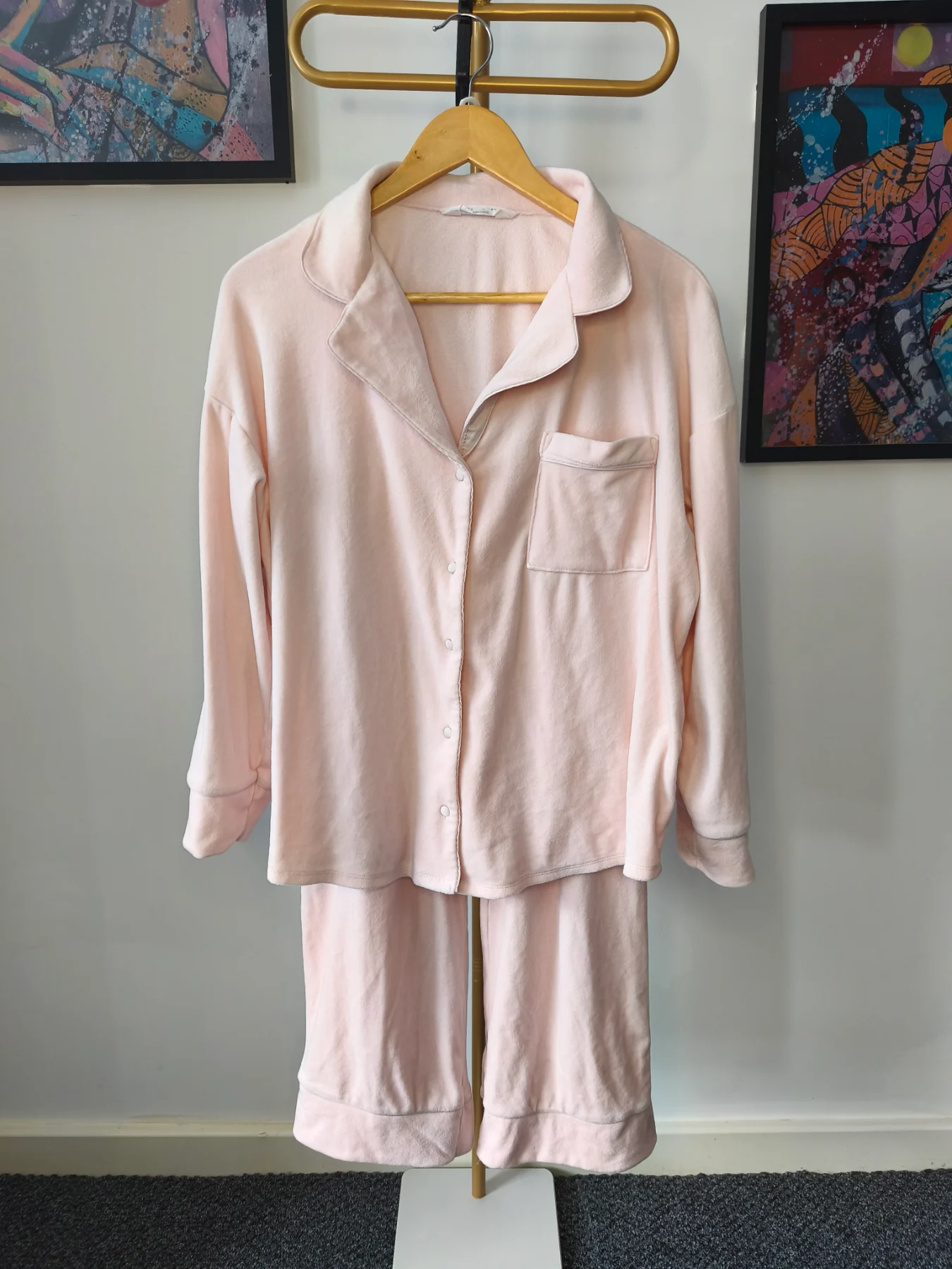 Primark Soft Pink Pyjama Set, Size M/12-14