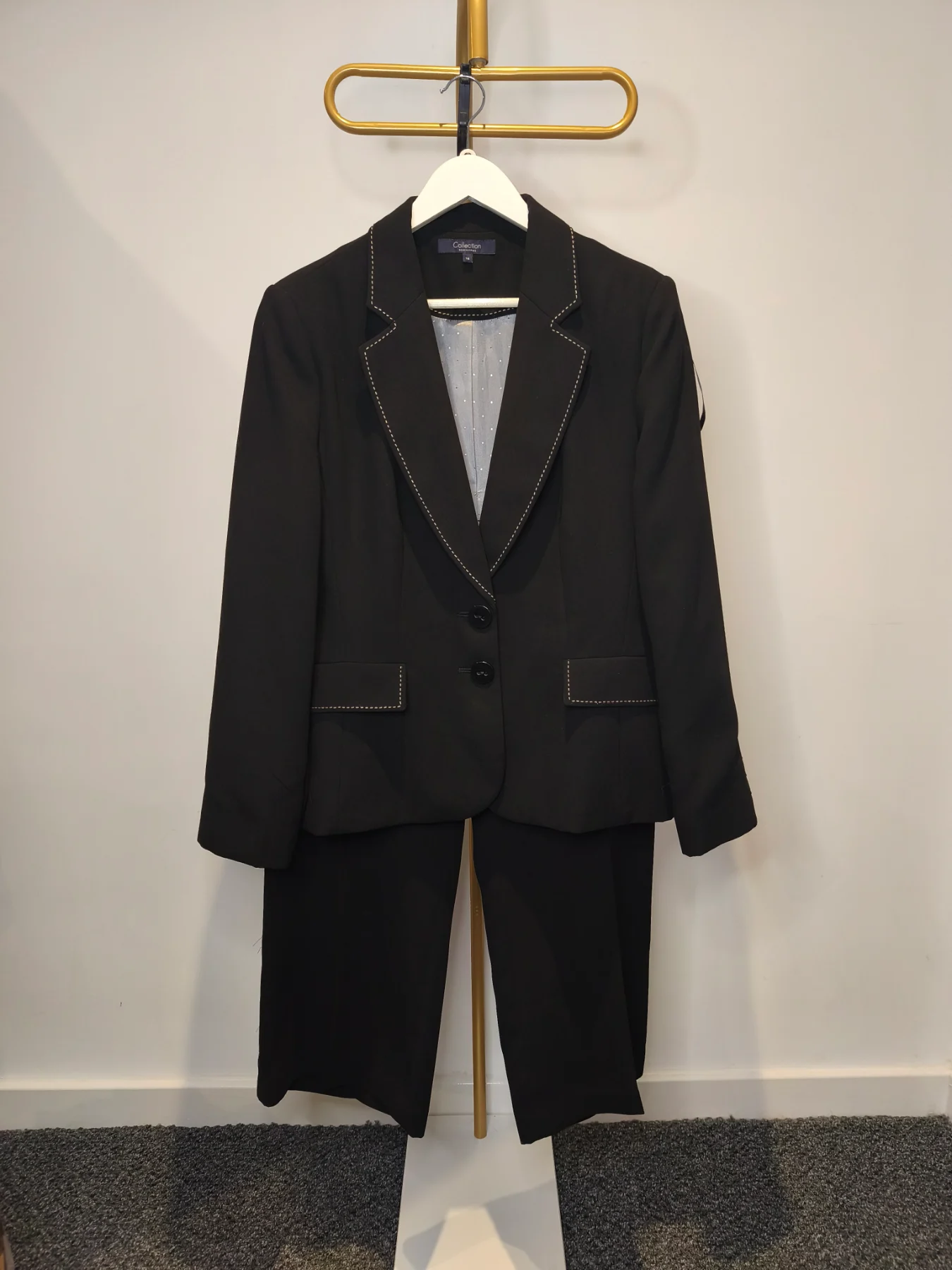 Debenhams Collection Black Tailored Blazer & Trousers Suit Set, Size 18