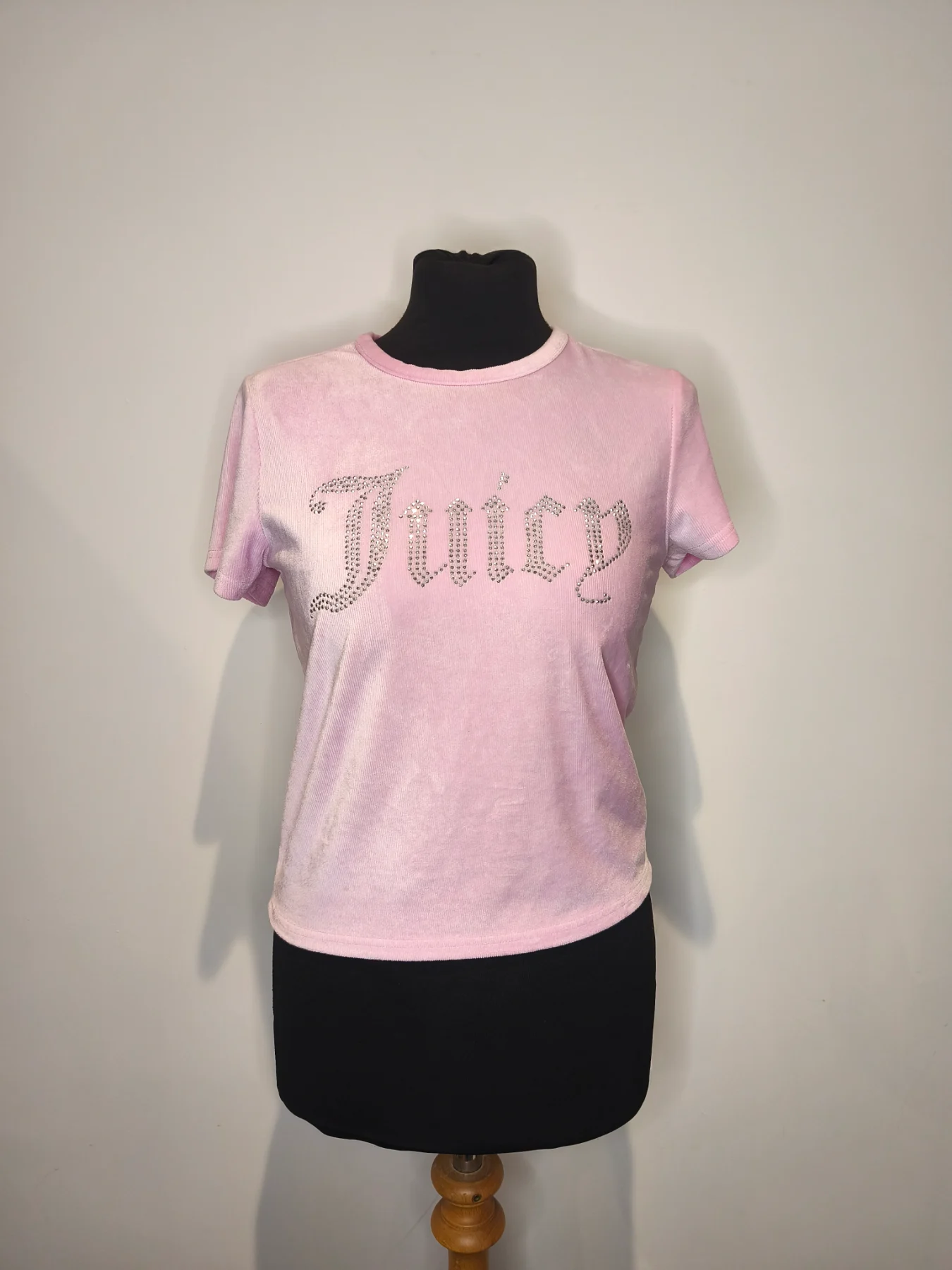 Juicy Couture Rose Pink Velour Rhinestone Short Sleeve Pyjama Top, Size M