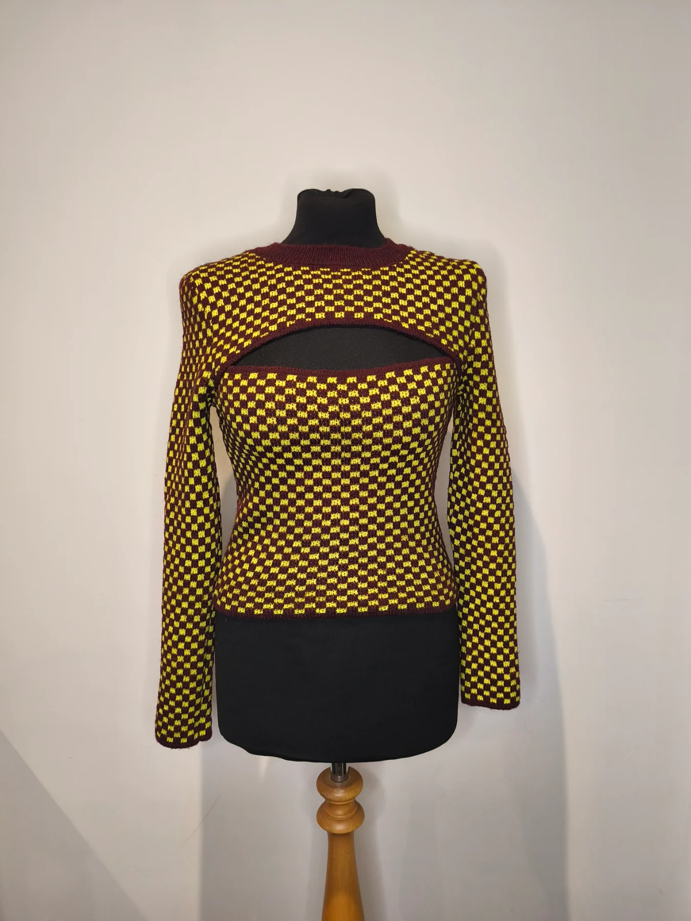 Zara Checked Cut Out Sweater, Size M