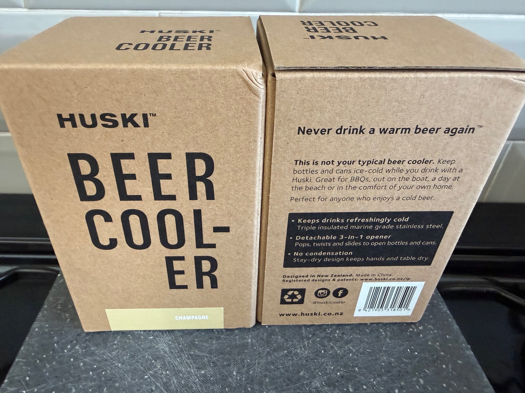 2x Huski Beer Coolers in Champagne colour