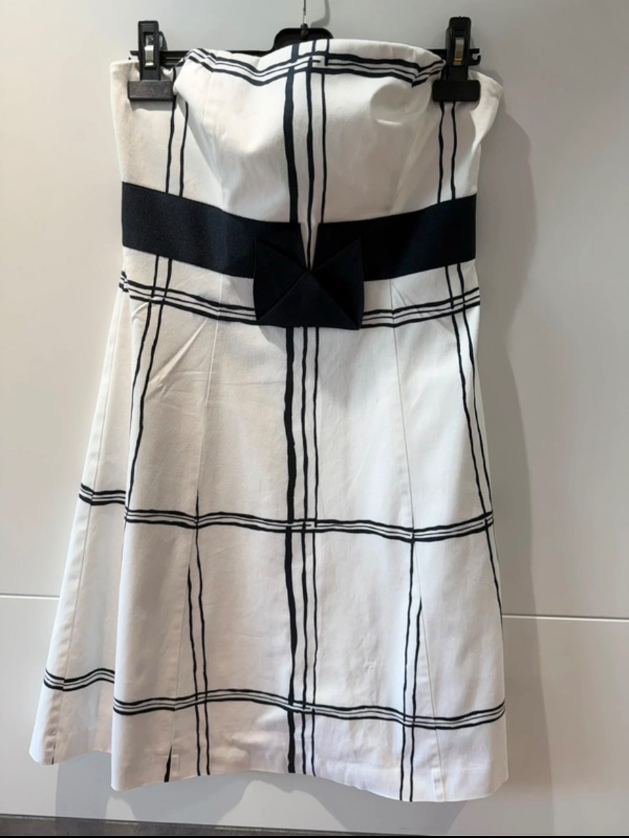 Coast Strapless Monochrome Check Dress UK 12