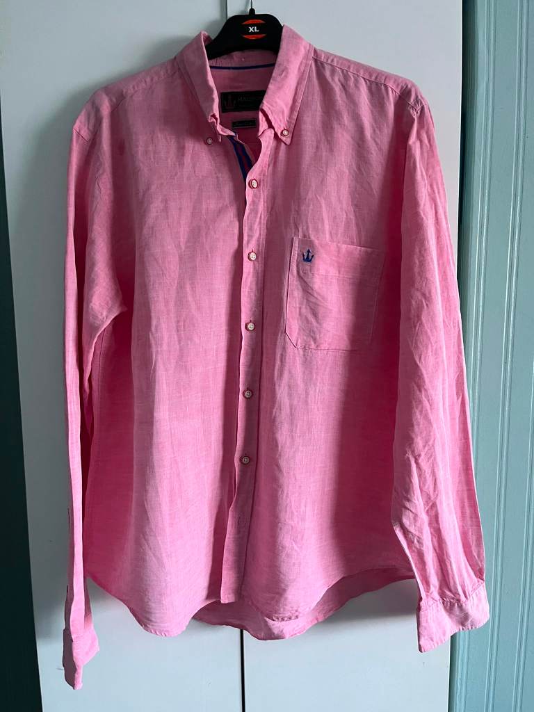 Pink linen cotton shirt from Macson size Large