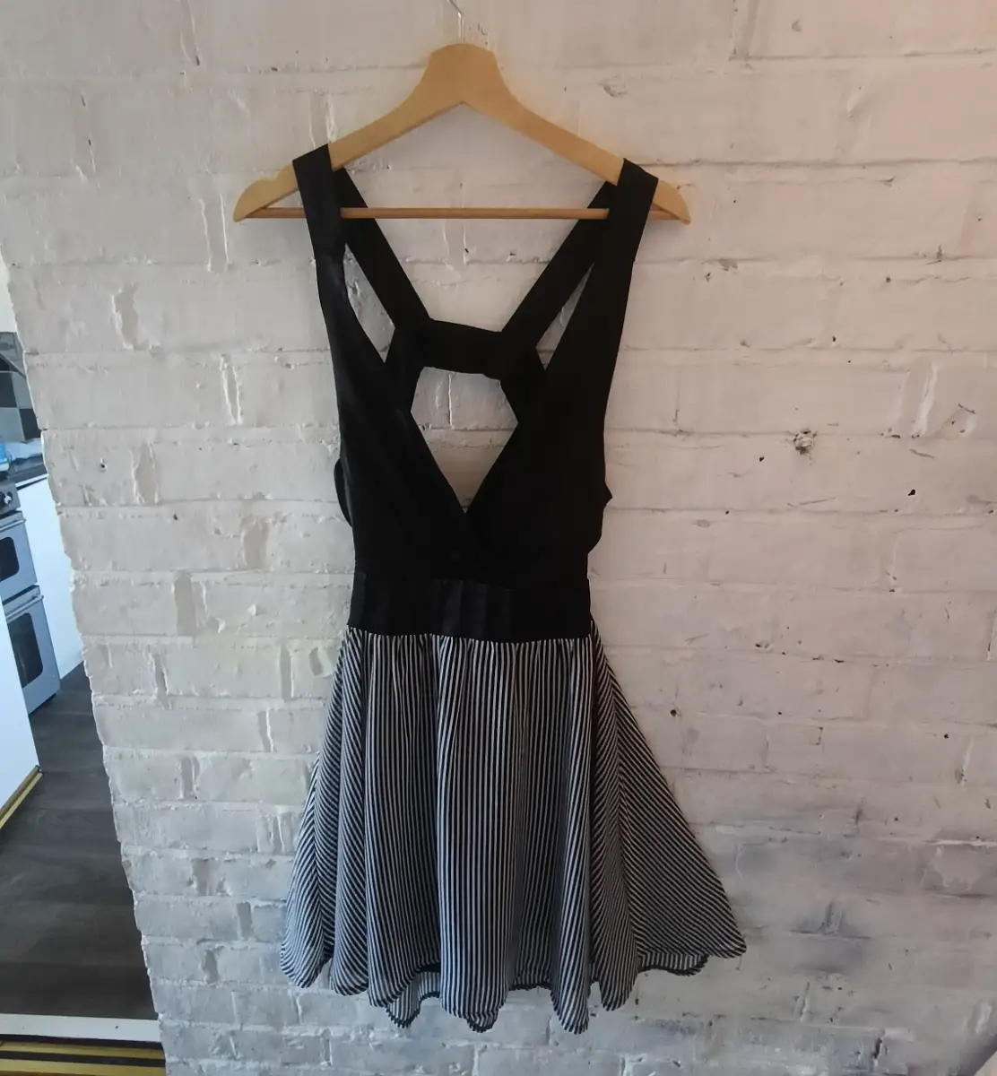 Black and white skater dress backless
