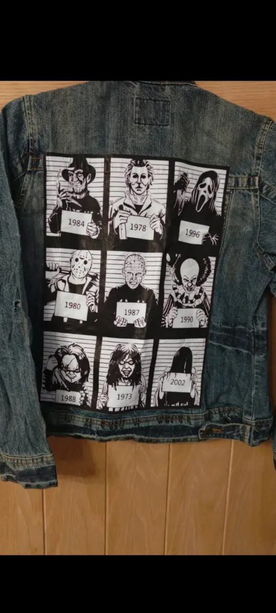 Horror Halloween Customised Vintage 80's -90's Picture Denim Jacket Women's