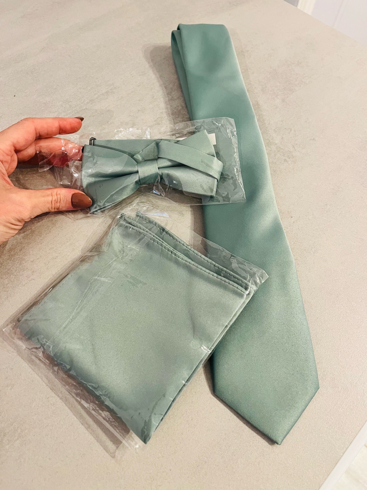 Jenson Samuel Duck Egg Blue Tie Bow Tie Pocket Square Set RRP £50 Wedding Groom Prom