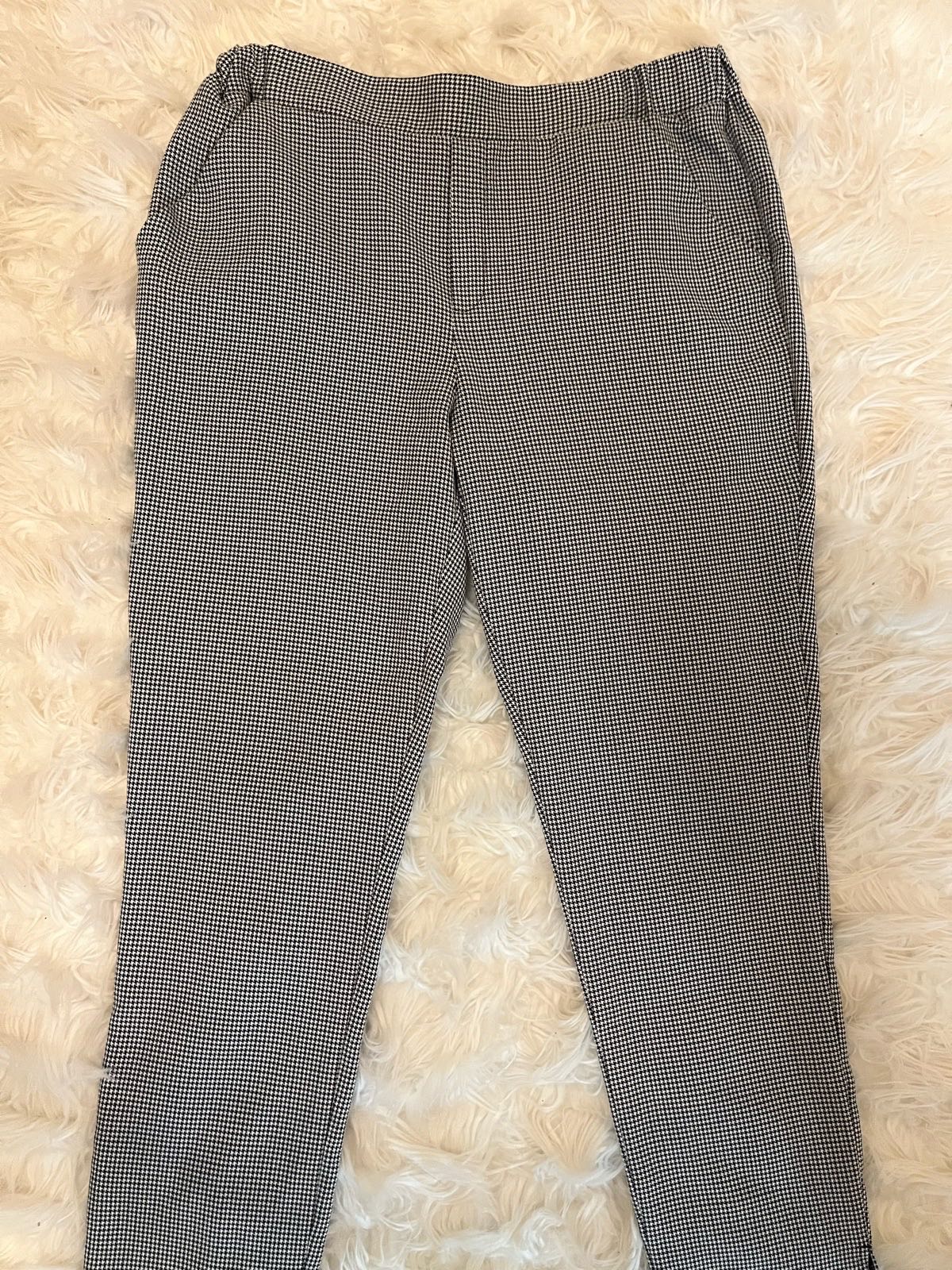 Papaya Size 12 Trousers Black White Dogtooth Check Houndstooth Workwear