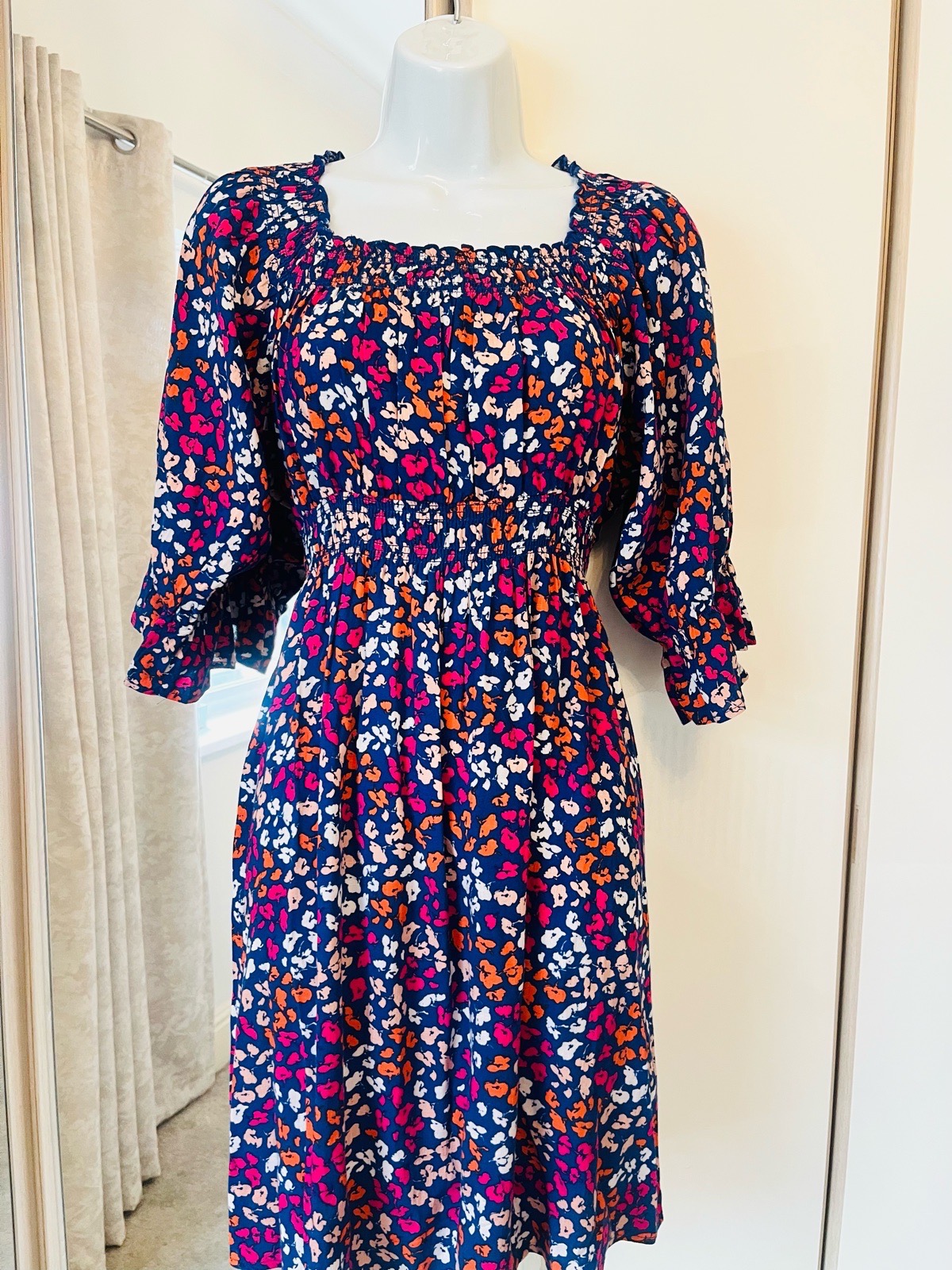 Apricot Size 12 Tea Dress Floral Milkmaid Summer Cottagecore Y2K Coquette