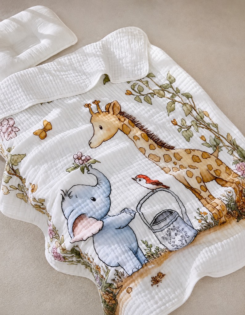 Baby Muslin Blanket – Cute Giraffe Design 🦒