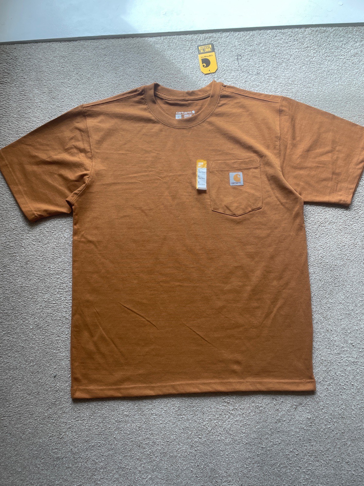 Carhartt orange plain short sleeve t shirt - size L