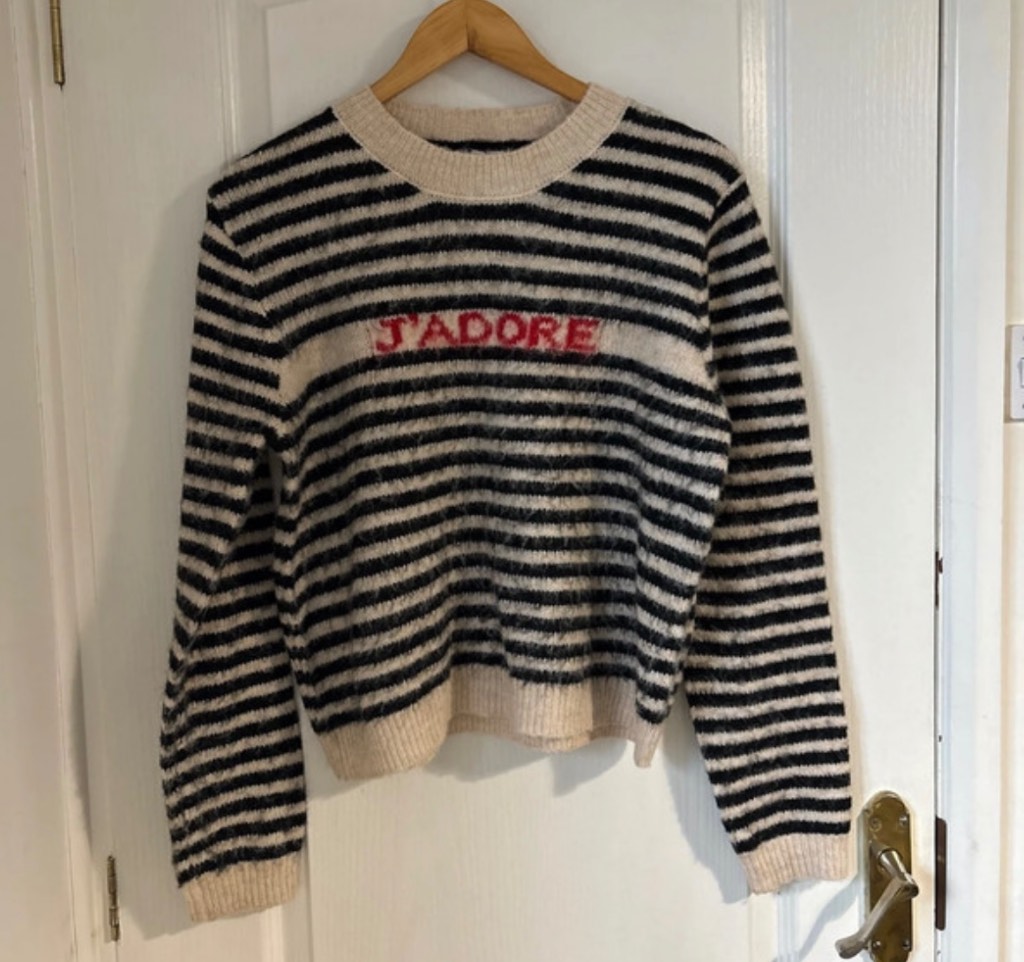 Pieces Jadore Wool Blend Striped Fuzzy Style Jumper S