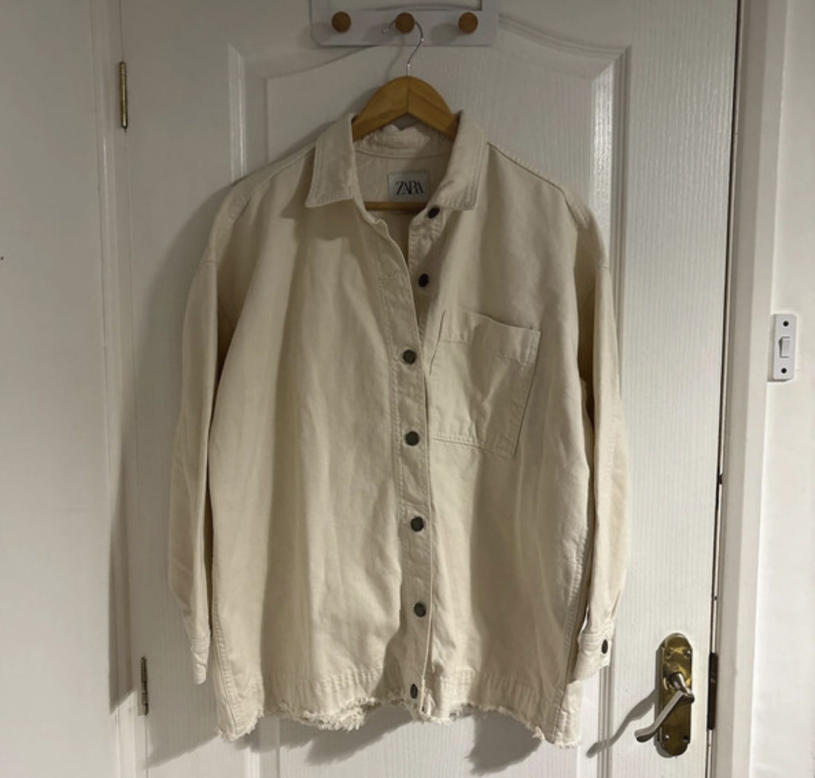 Zara Cream Cotton Jacket Summer Holiday Brunch Festival Large