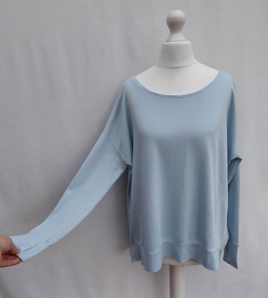 Sweaty Betty Pale Blue Cotton/ Modal Sweatshirt. Size XS (6-10)